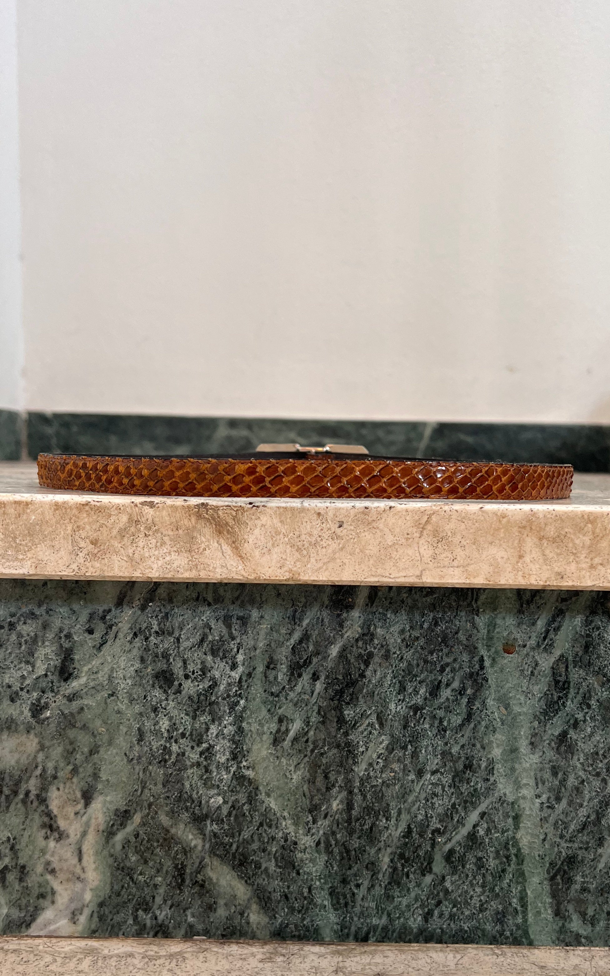 Vintage Snakeskin Skinny Belt