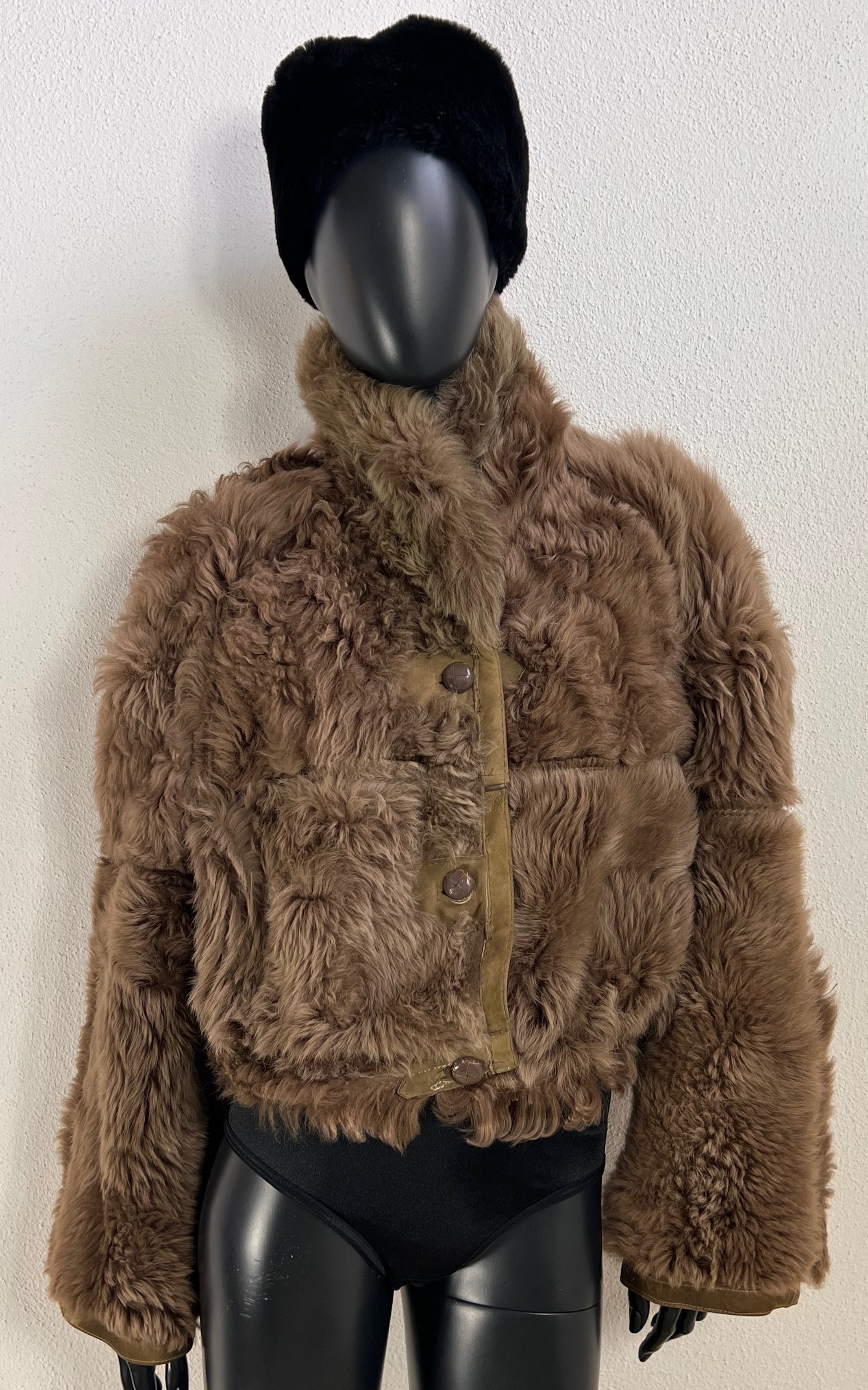 Vintage Cropped Curly Shearling Jacket