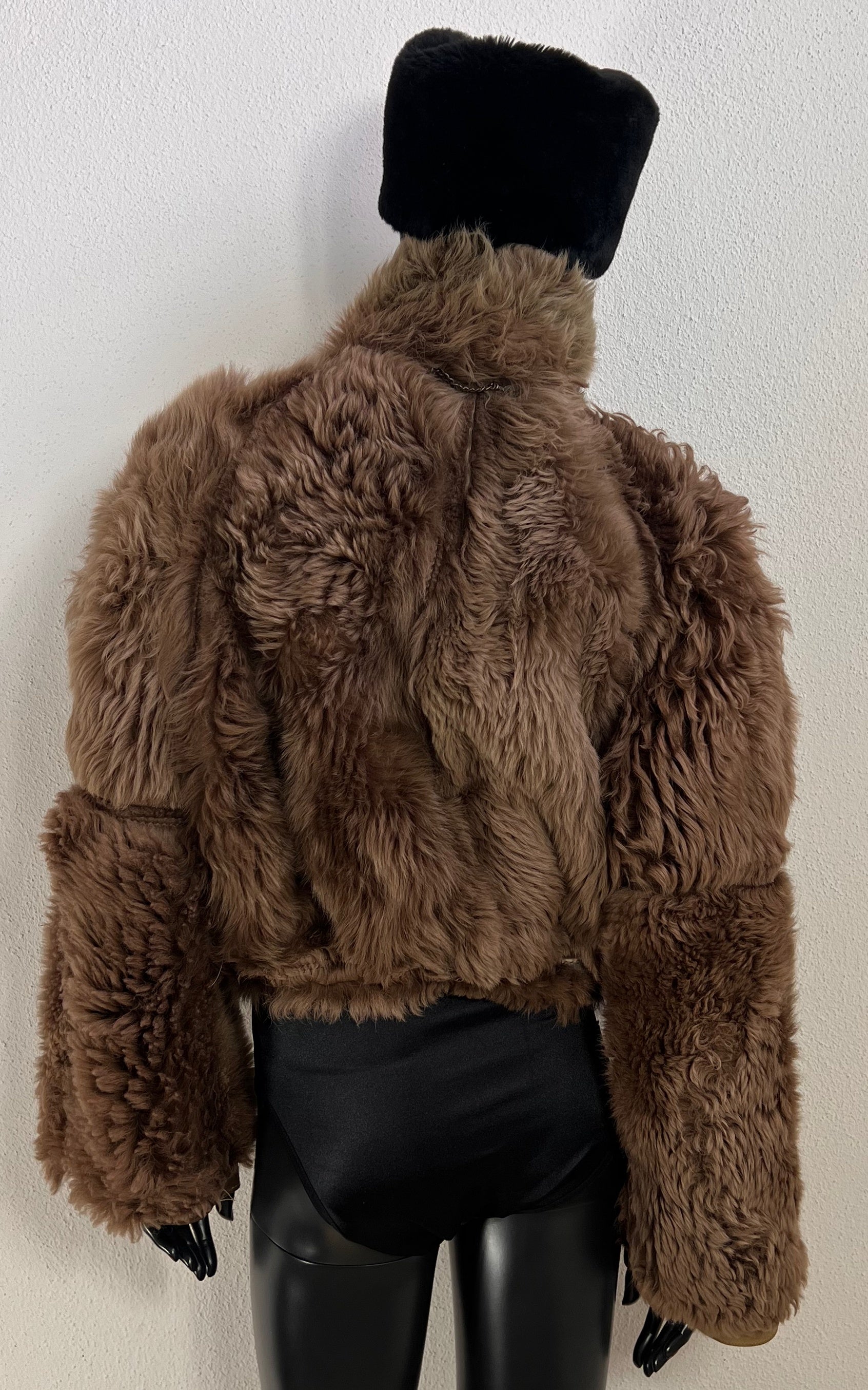 Vintage Cropped Curly Shearling Jacket