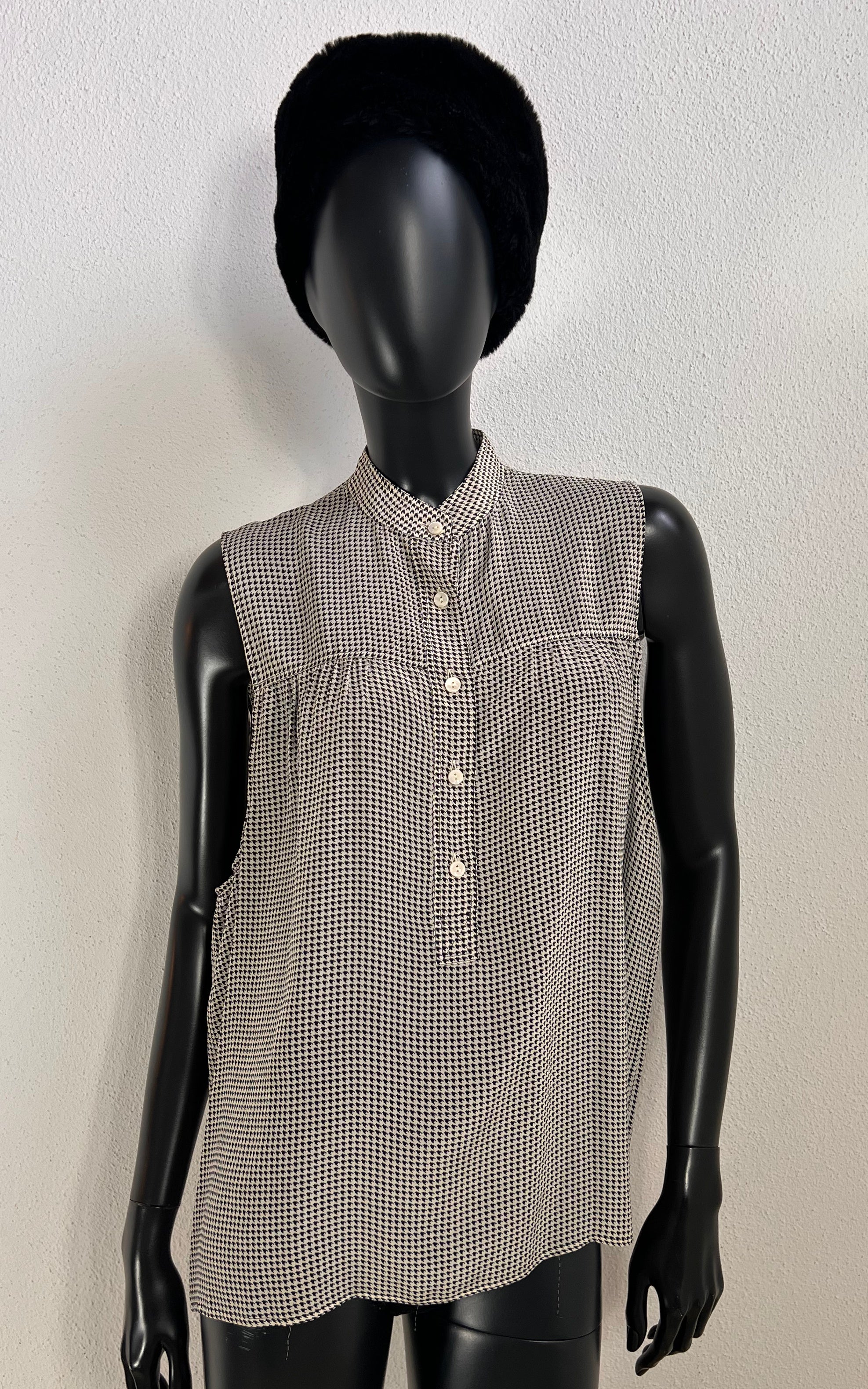 Vintage Yves Saint Laurent Houndstooth Silk Top