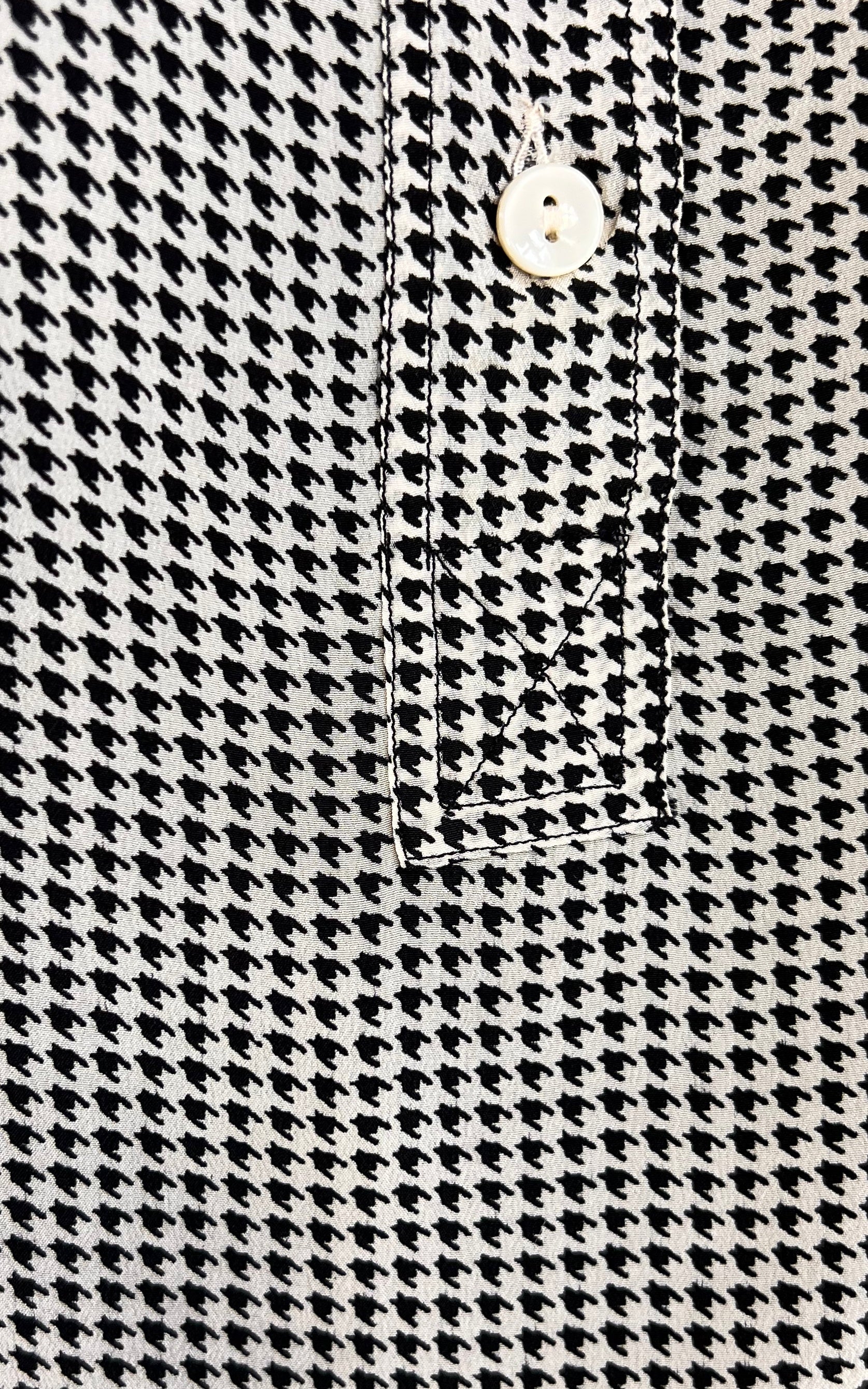 Vintage Yves Saint Laurent Houndstooth Silk Top