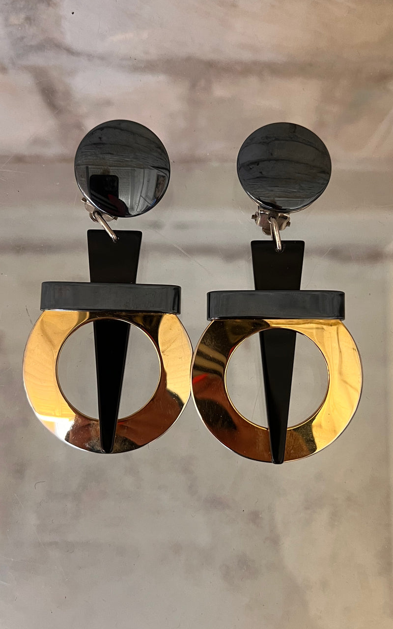 Vintage Black Gold 90s Clip Ons