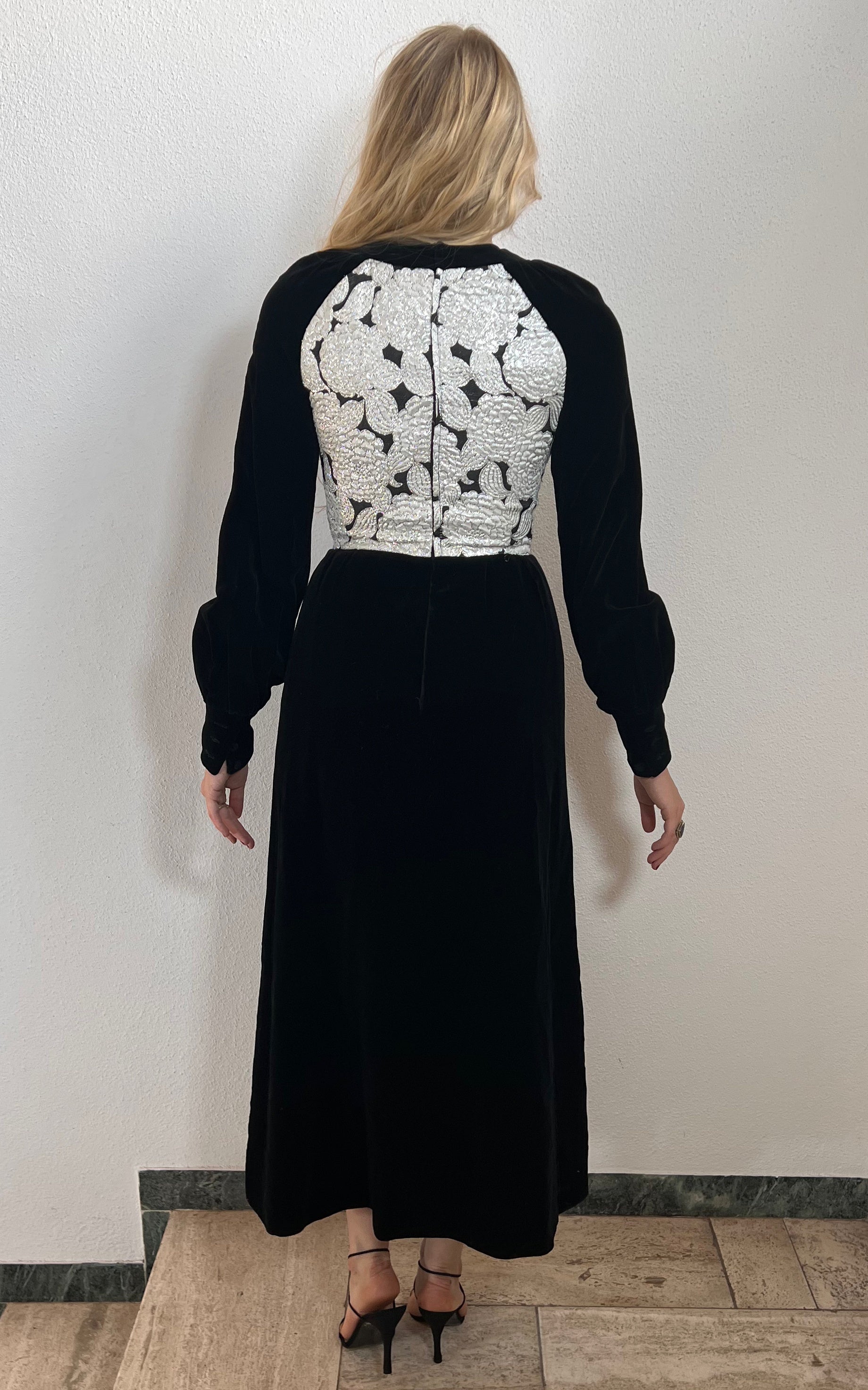 Vintage 70s Velvet Brocade Dress