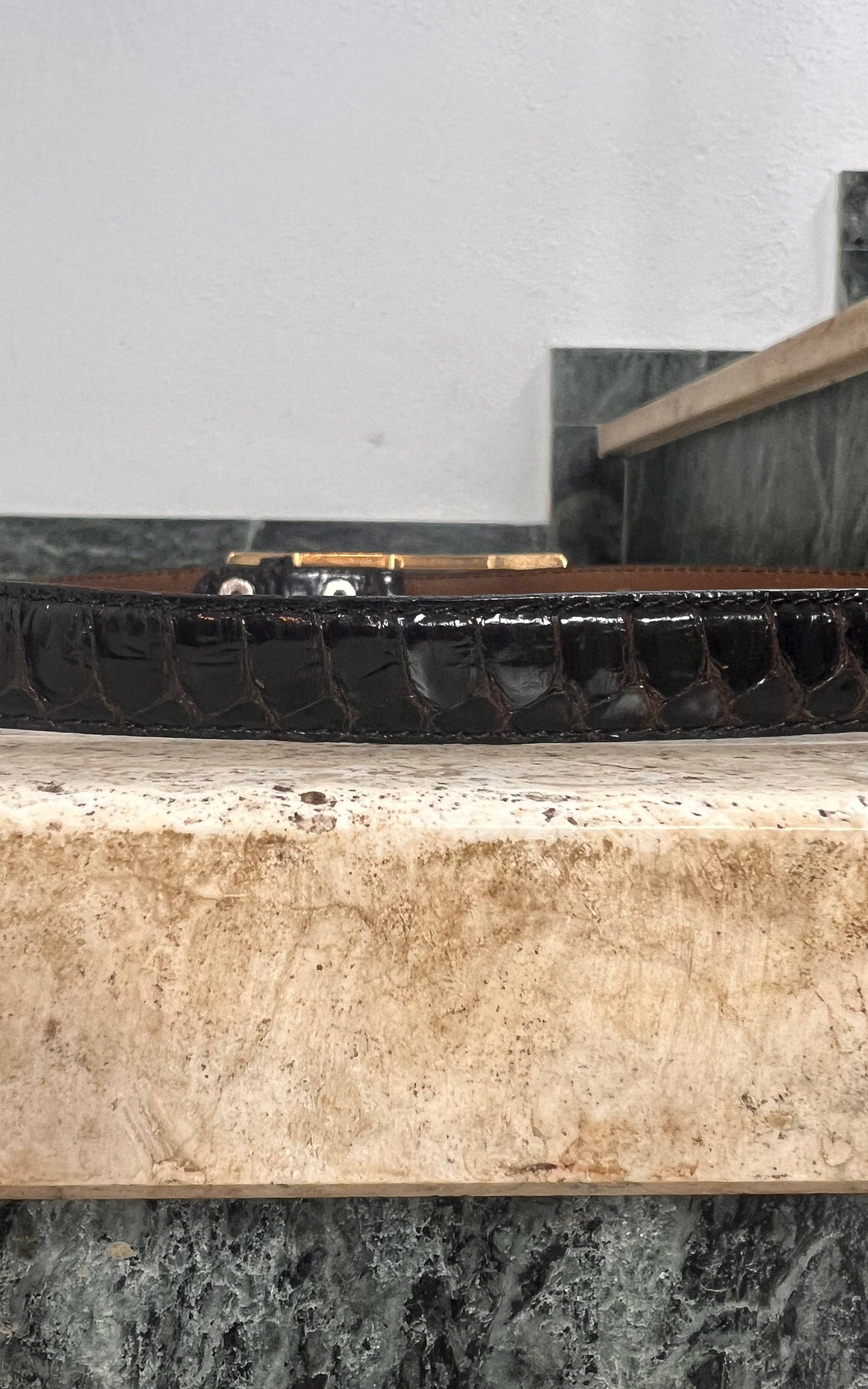 Vintage Snakeskin Skinny Belt