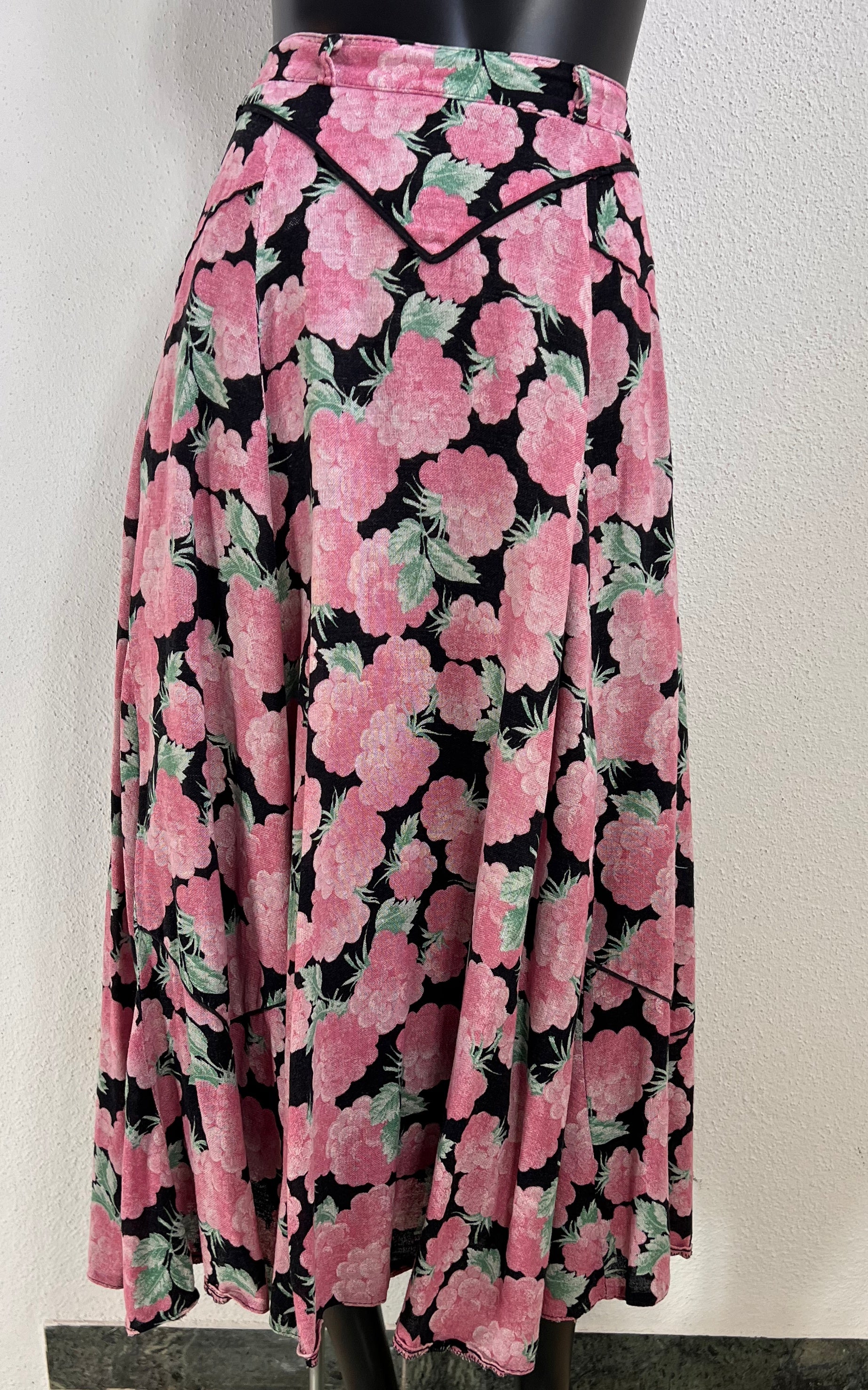 Vintage 70s Flower Midi Skirt