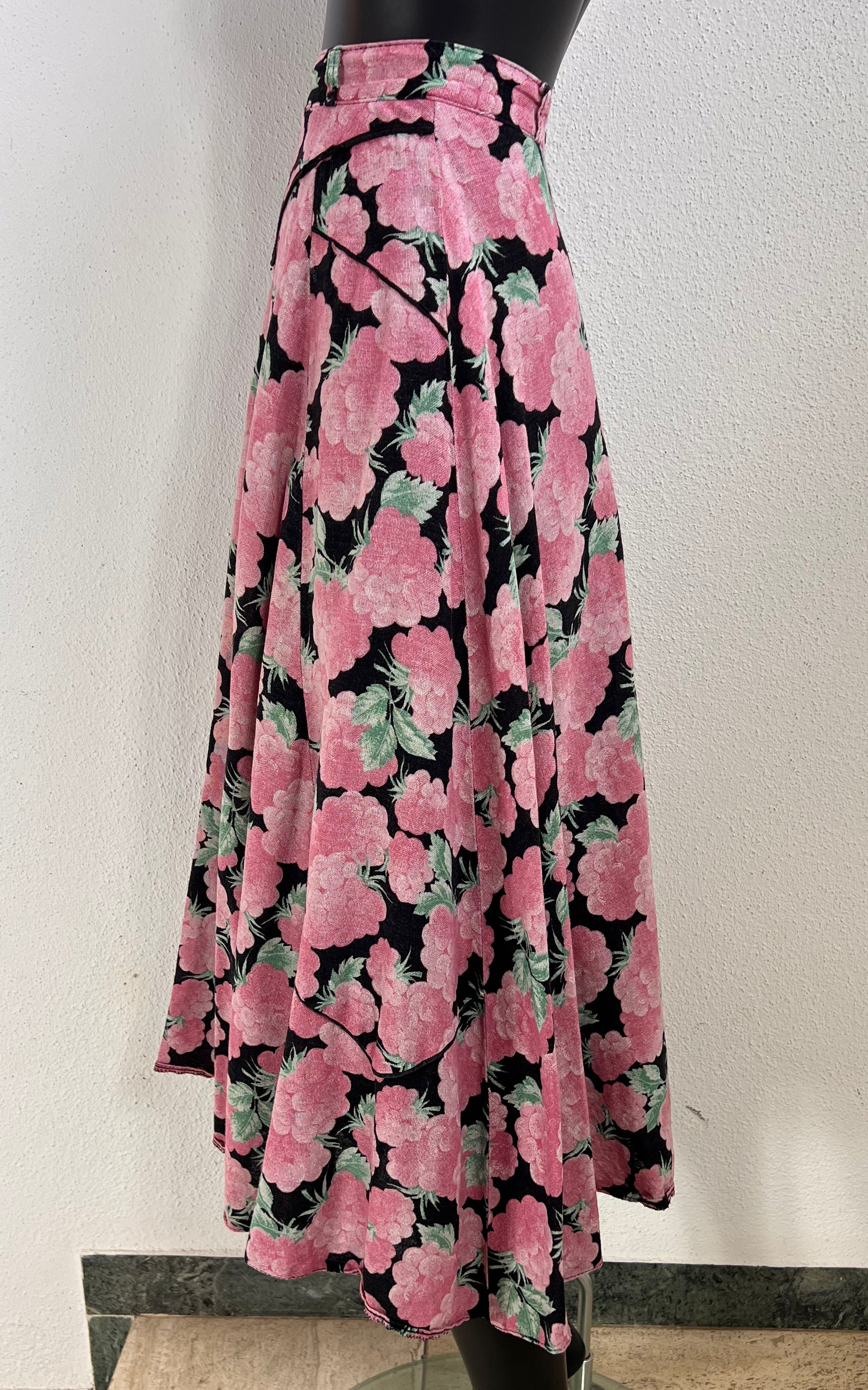 Vintage 70s Flower Midi Skirt