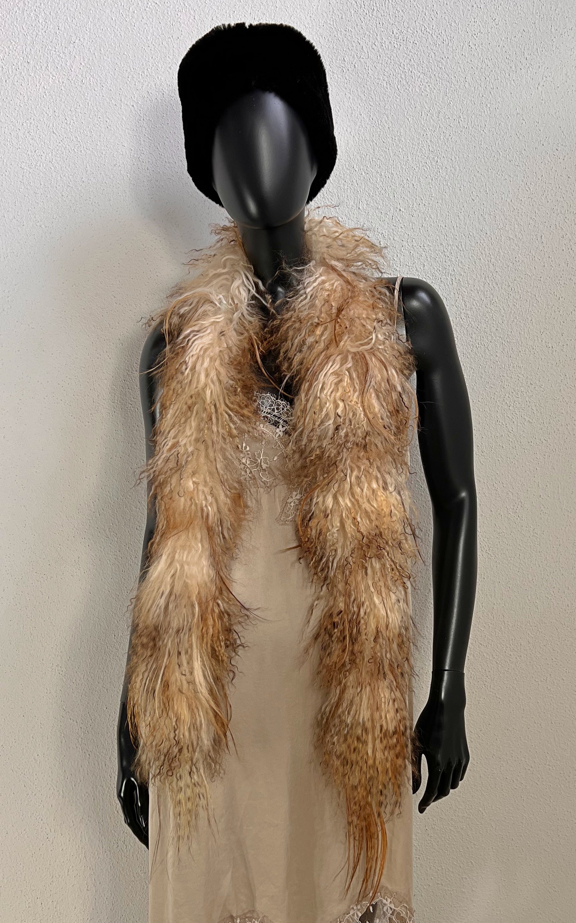 Vintage Mongolian Lamb Fur Scarf