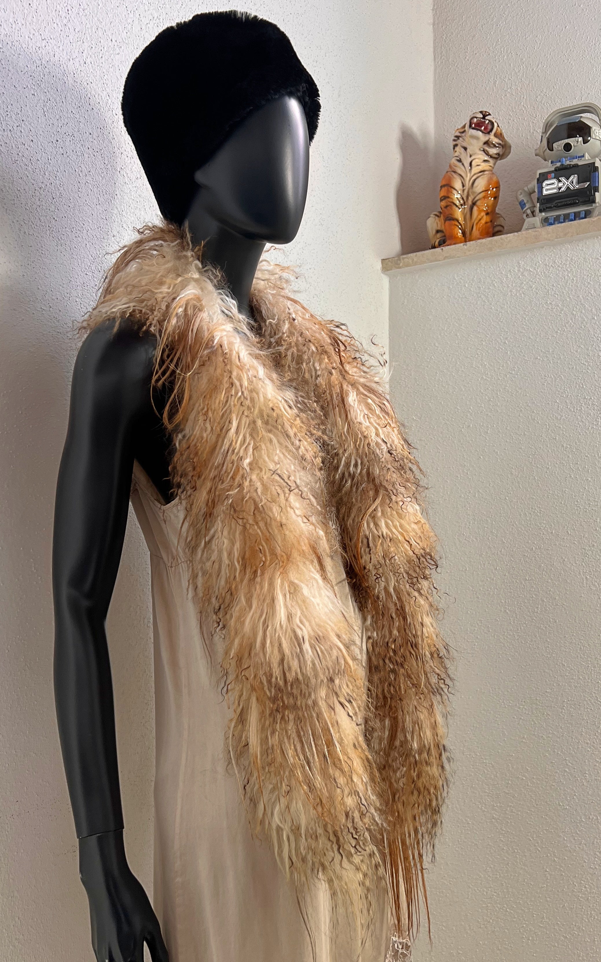 Vintage Mongolian Lamb Fur Scarf