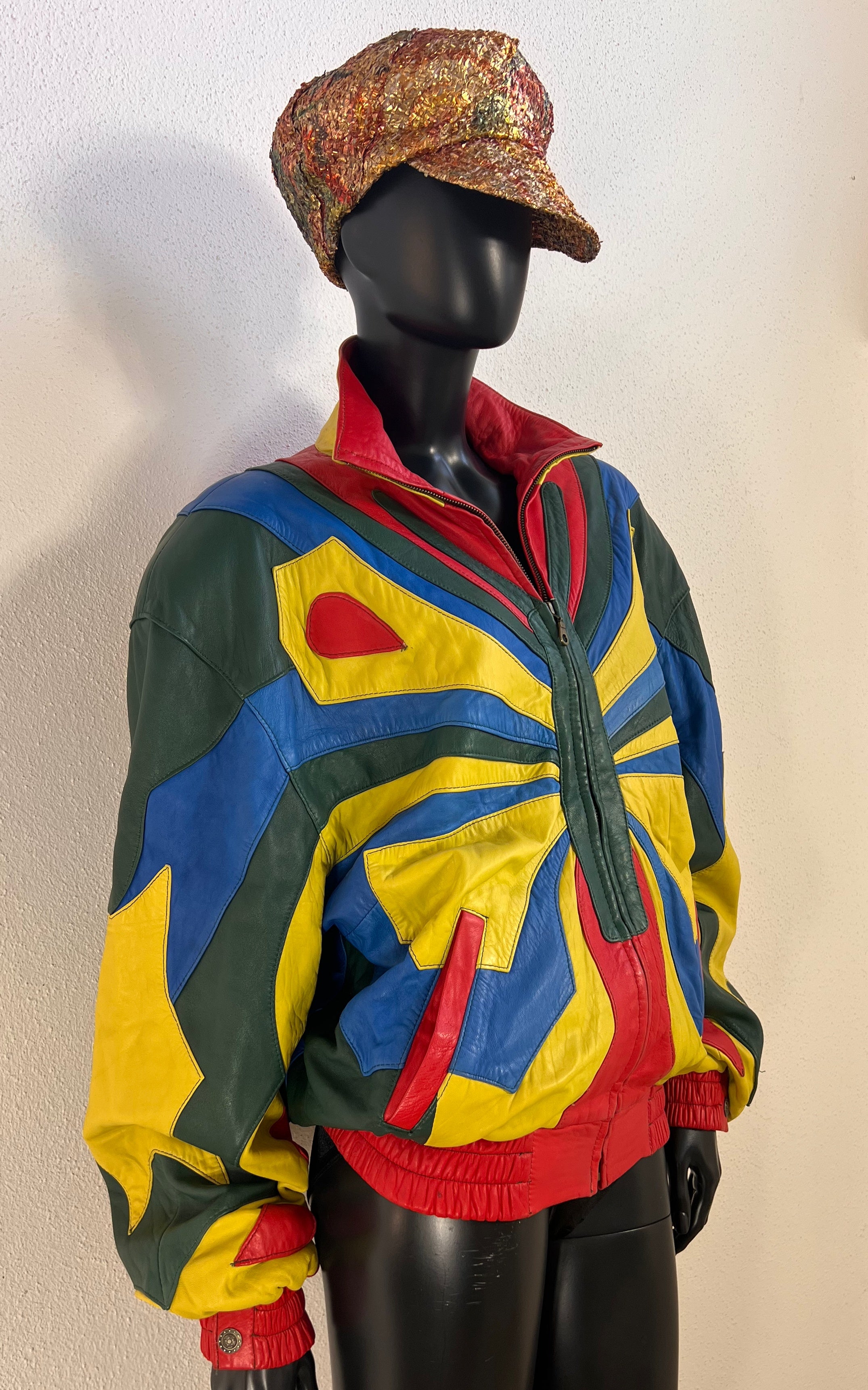 Vintage 80s Butterfly Leather Bomber Jacket