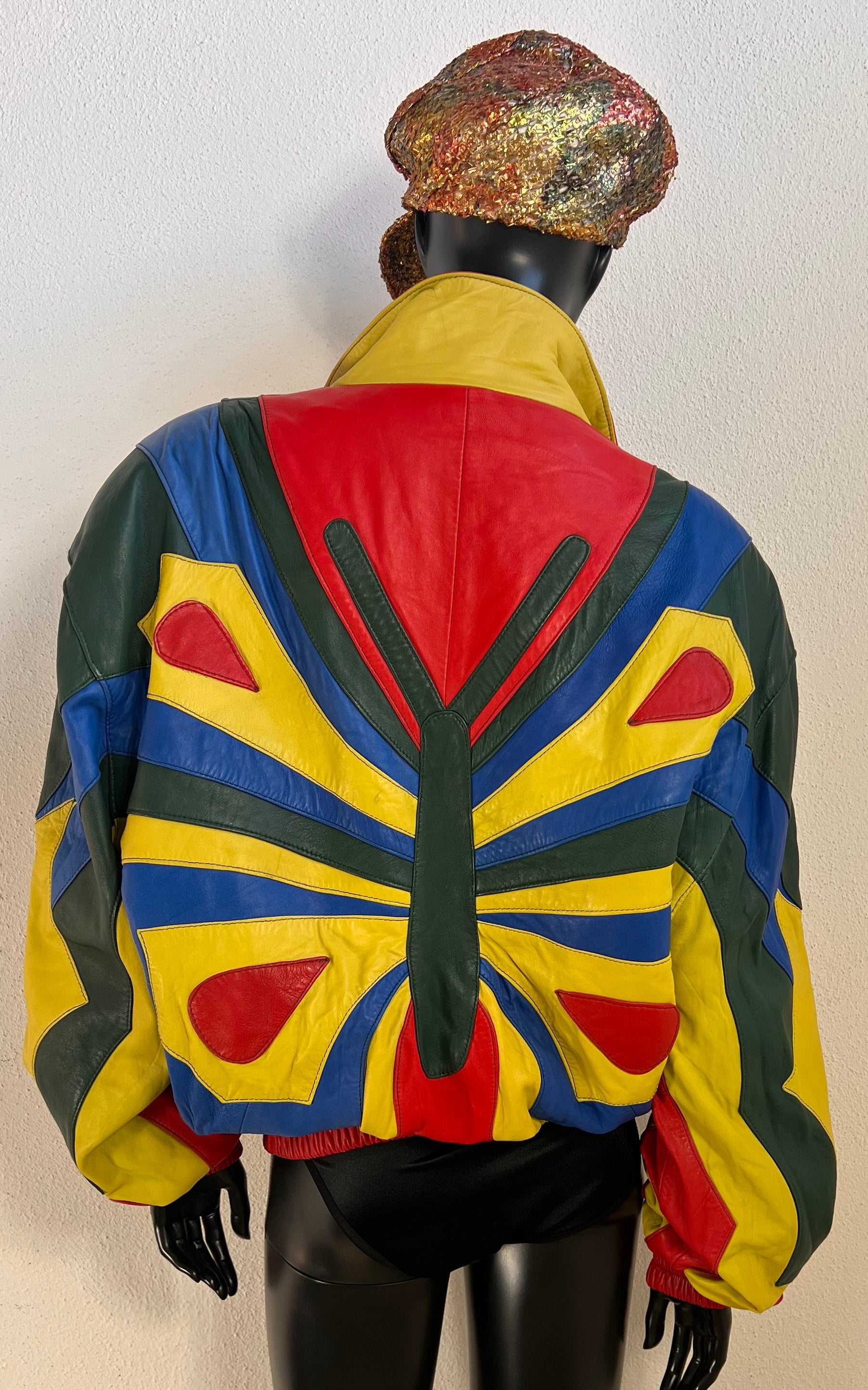 Vintage 80s Butterfly Leather Bomber Jacket
