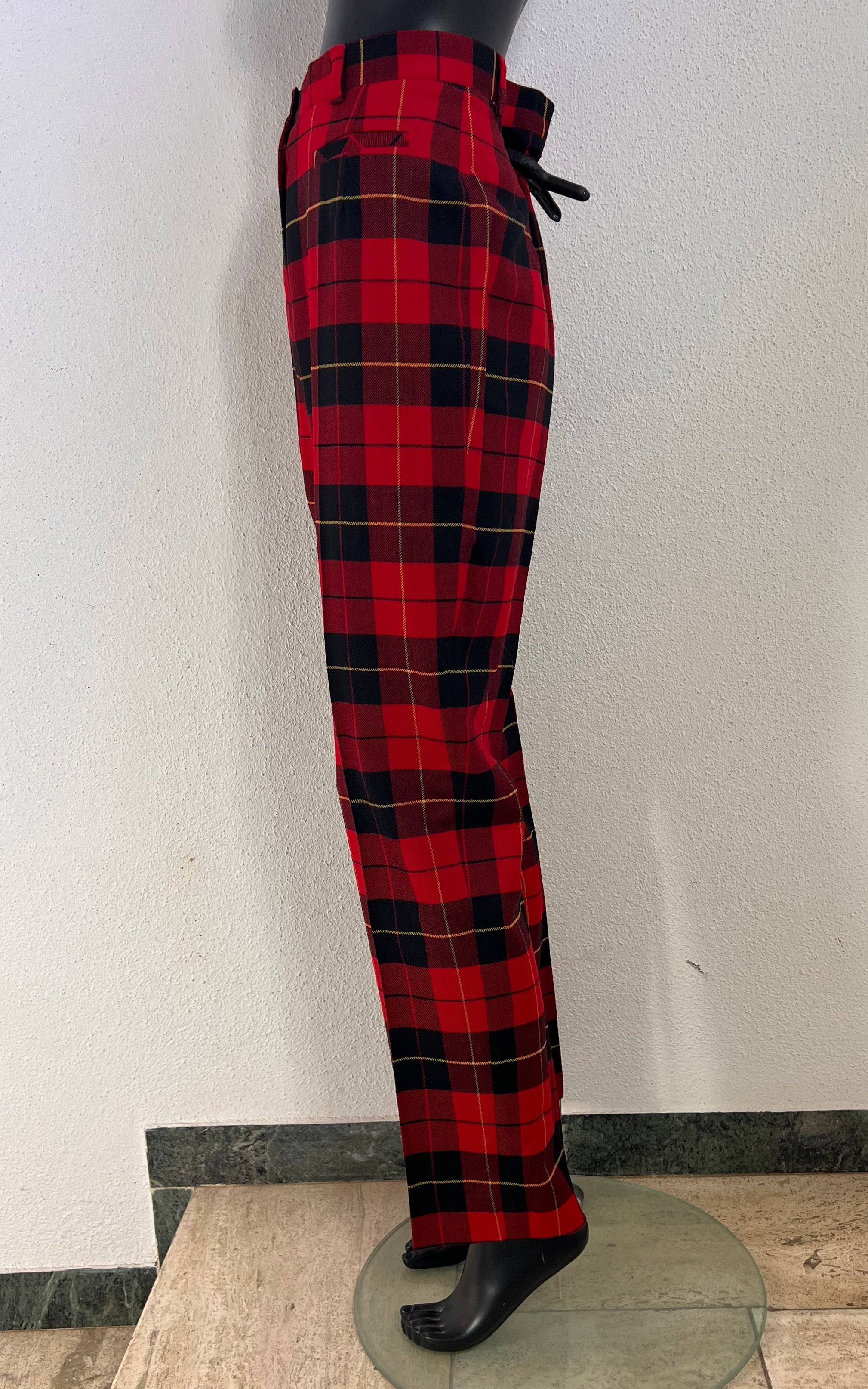 Vintage 90s Elegance Paris Wool Tartan Trousers