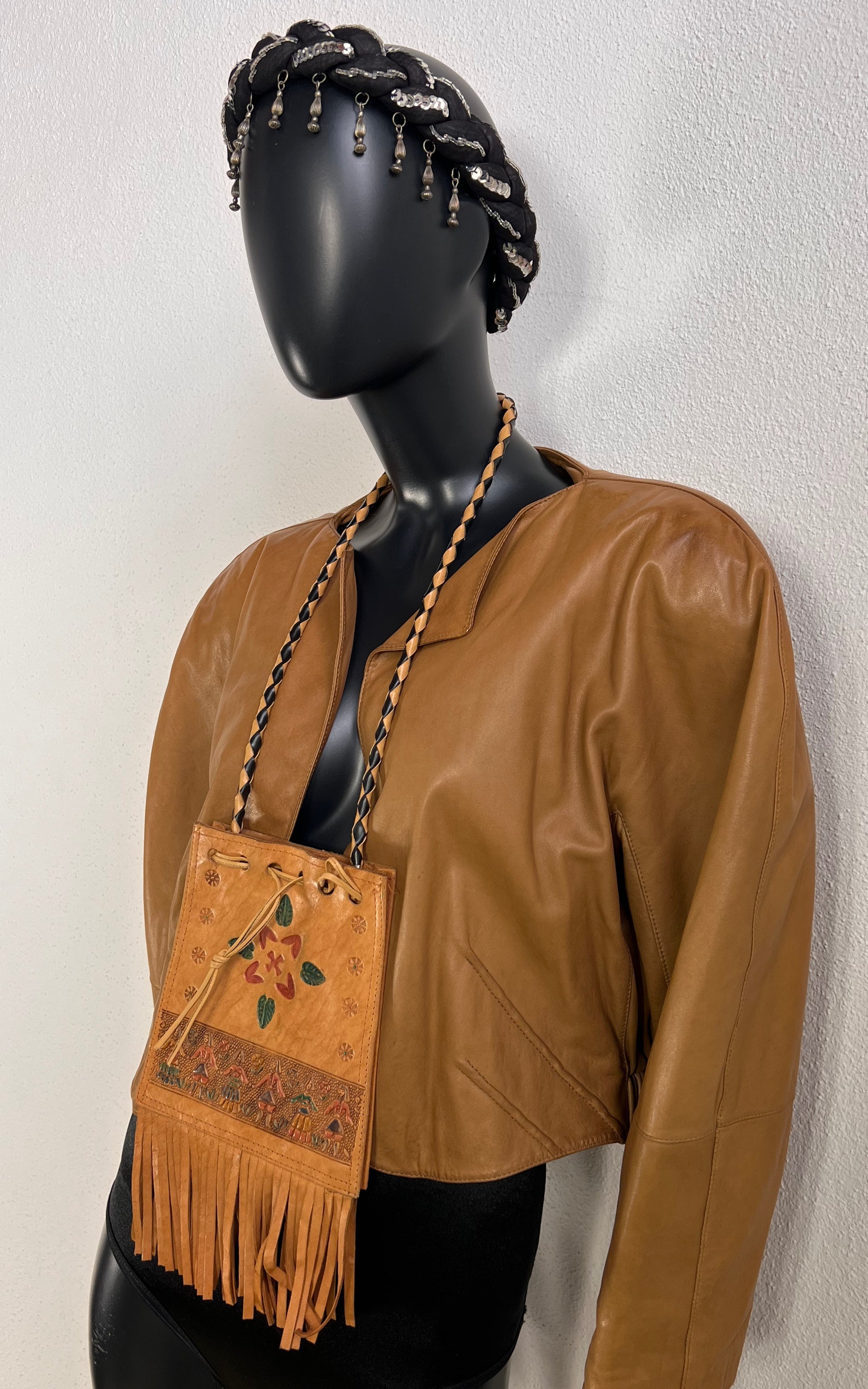 Vintage Mexican Fringed Chest Pouch Bag