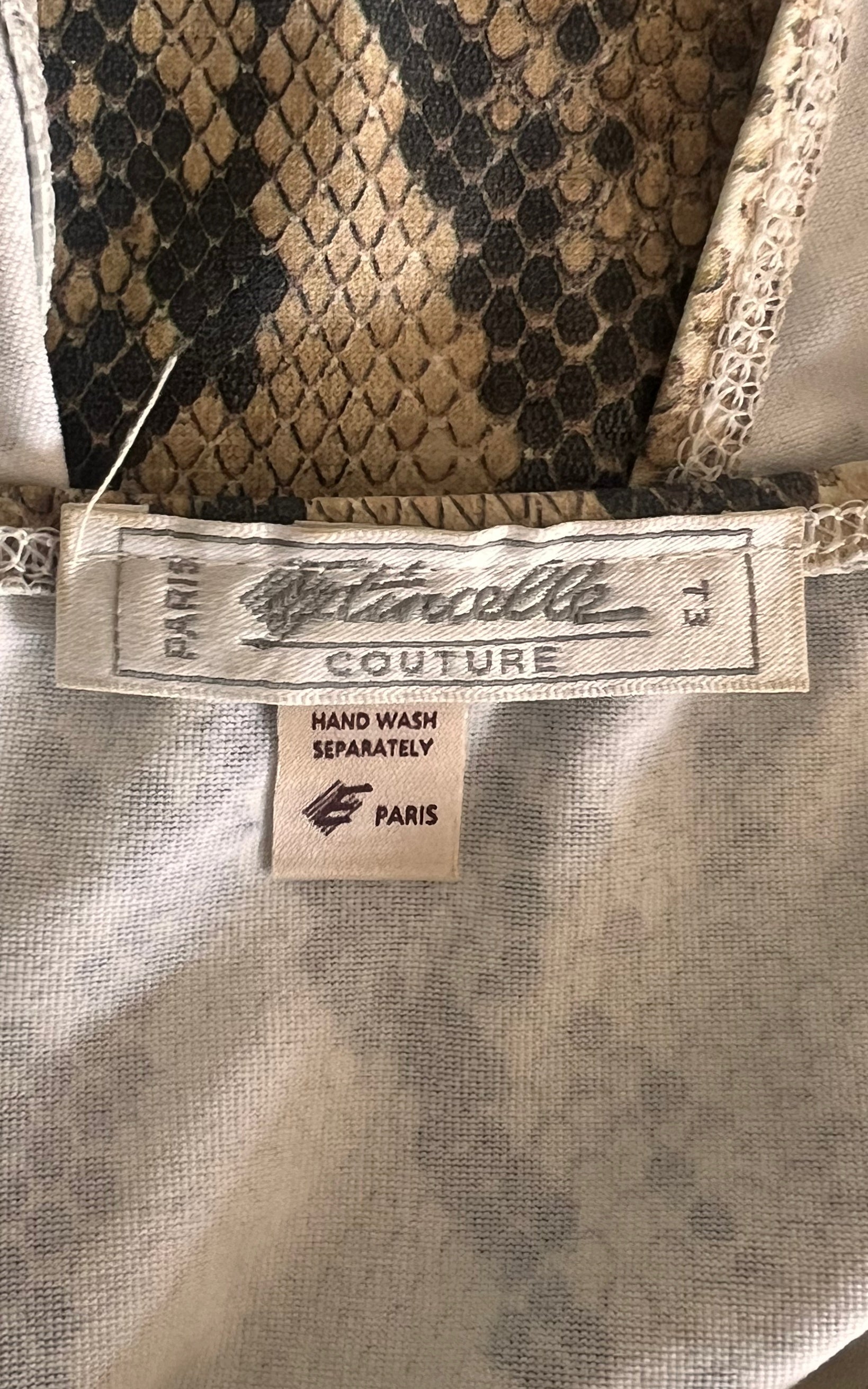 Vintage Etincelle Paris Snakeskin Print Bodysuit