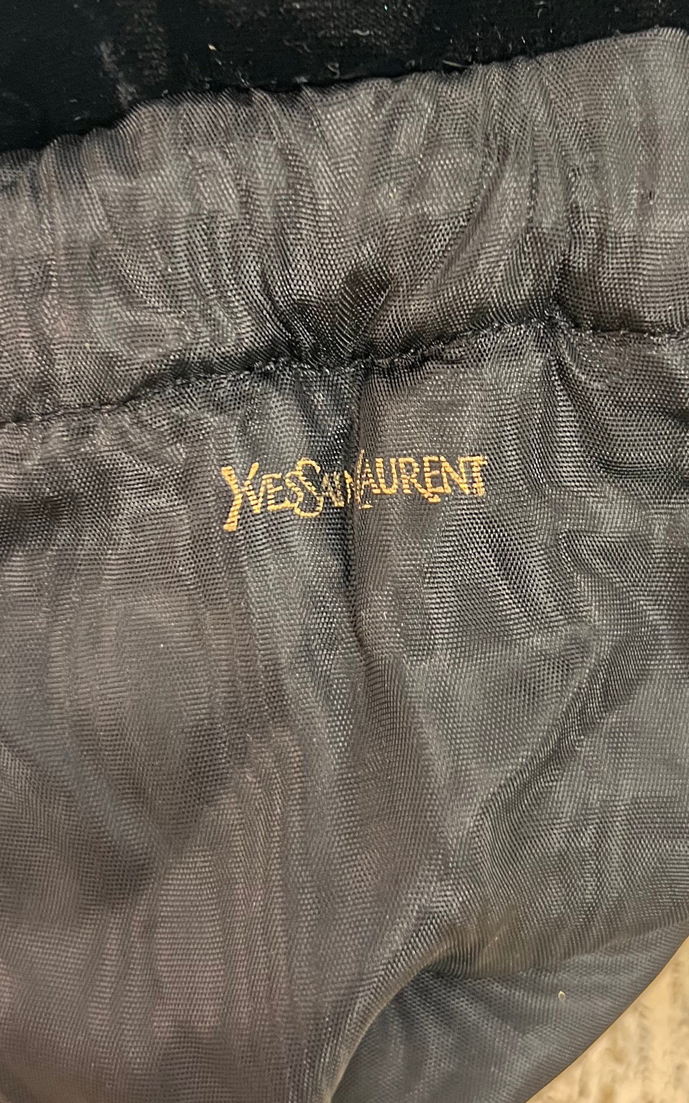 Vintage 70s Haute Couture Yves Saint Laurent Silk Velvet Drawstring Bag
