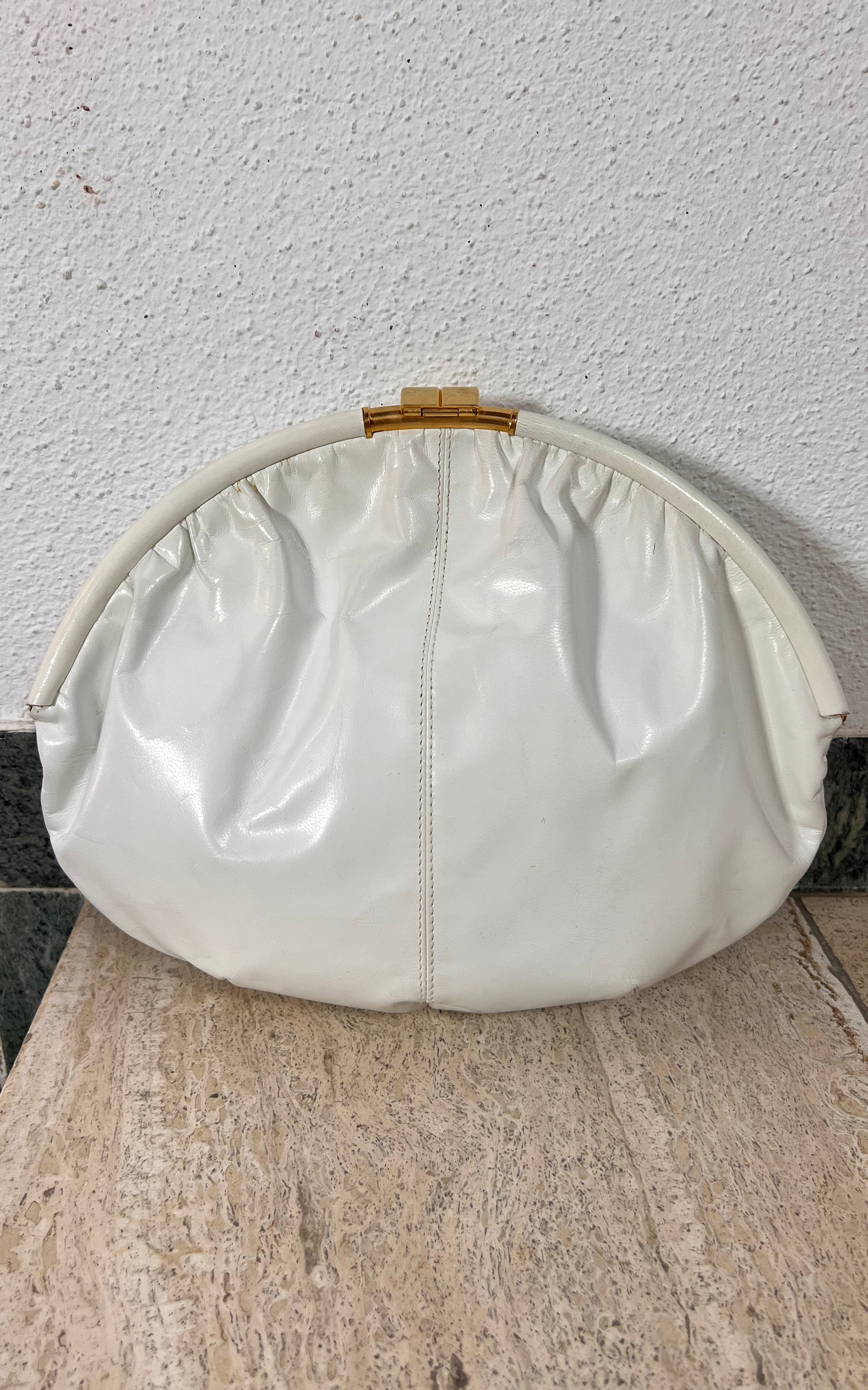 Vintage 70s White Rodo Italy Clutch Bag