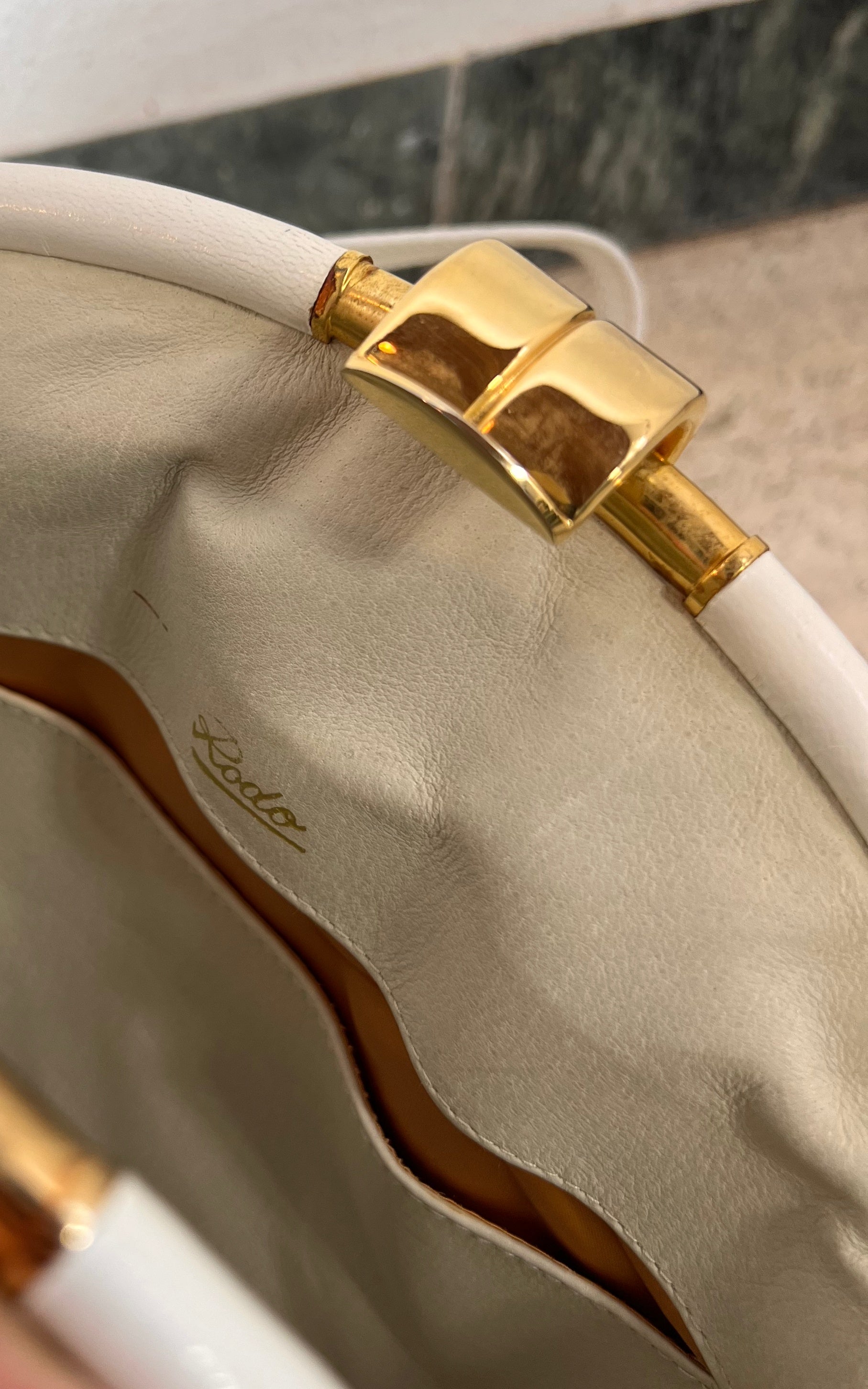 Vintage 70s White Rodo Italy Clutch Bag