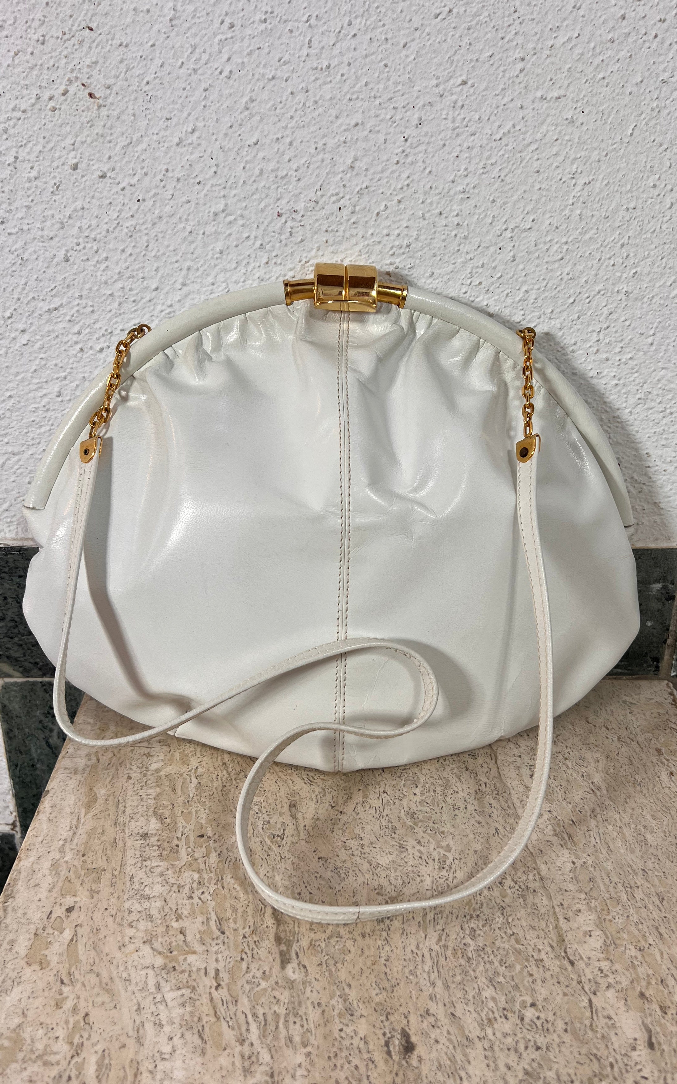 Vintage 70s White Rodo Italy Clutch Bag