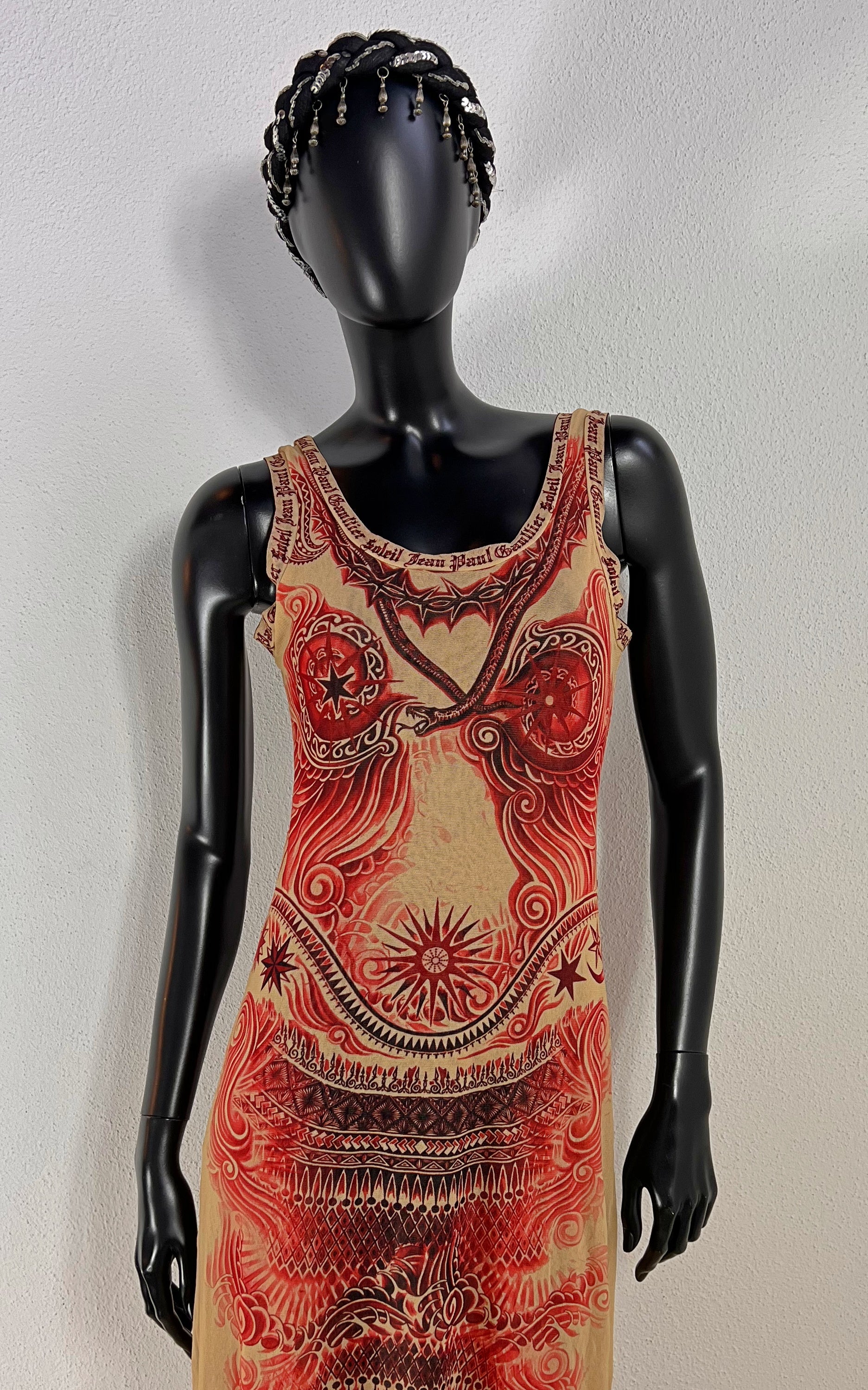 Vintage 90s Jean Paul Gaultier Soleil Tattoo Dress with Bolero