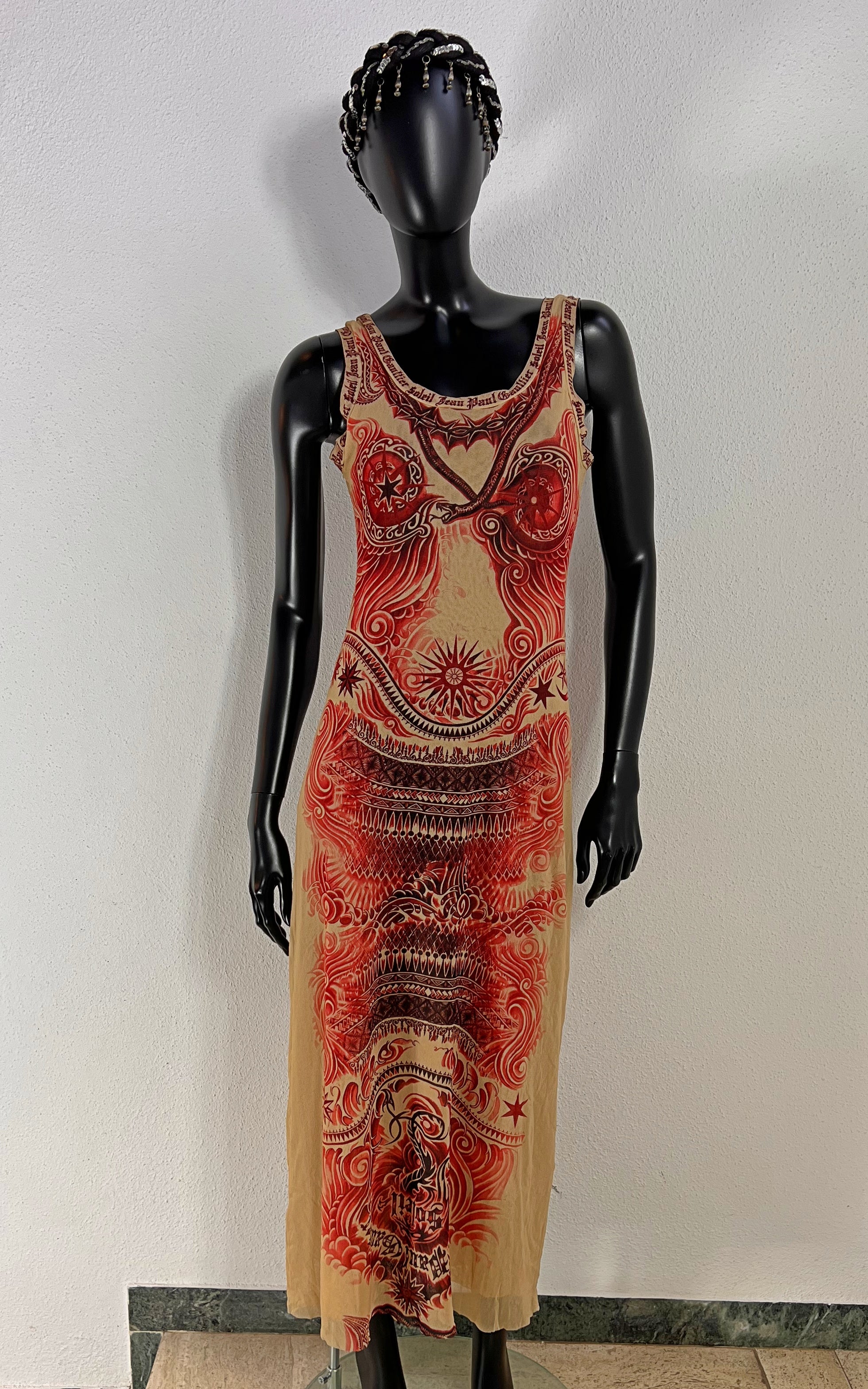 Vintage 90s Jean Paul Gaultier Soleil Tattoo Dress with Bolero
