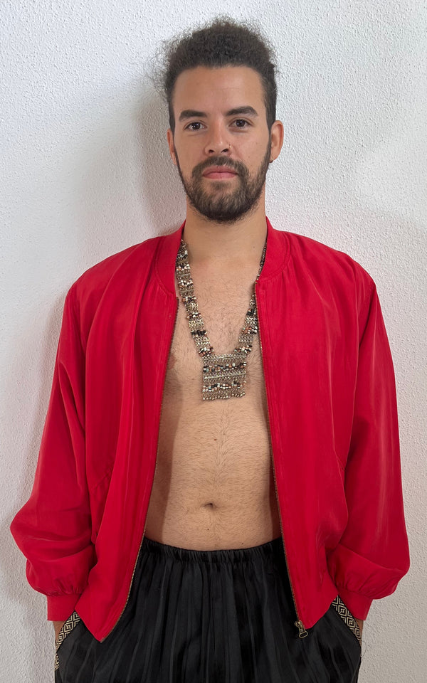 Blouson in seta da uomo vintage anni '90