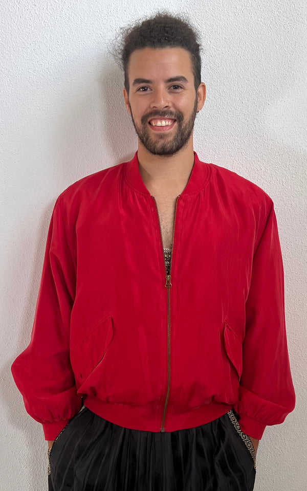 Blouson in seta da uomo vintage anni '90