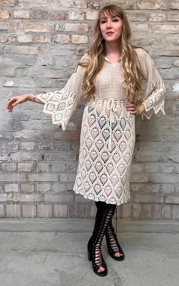 Vintage 70s Crochet Dress