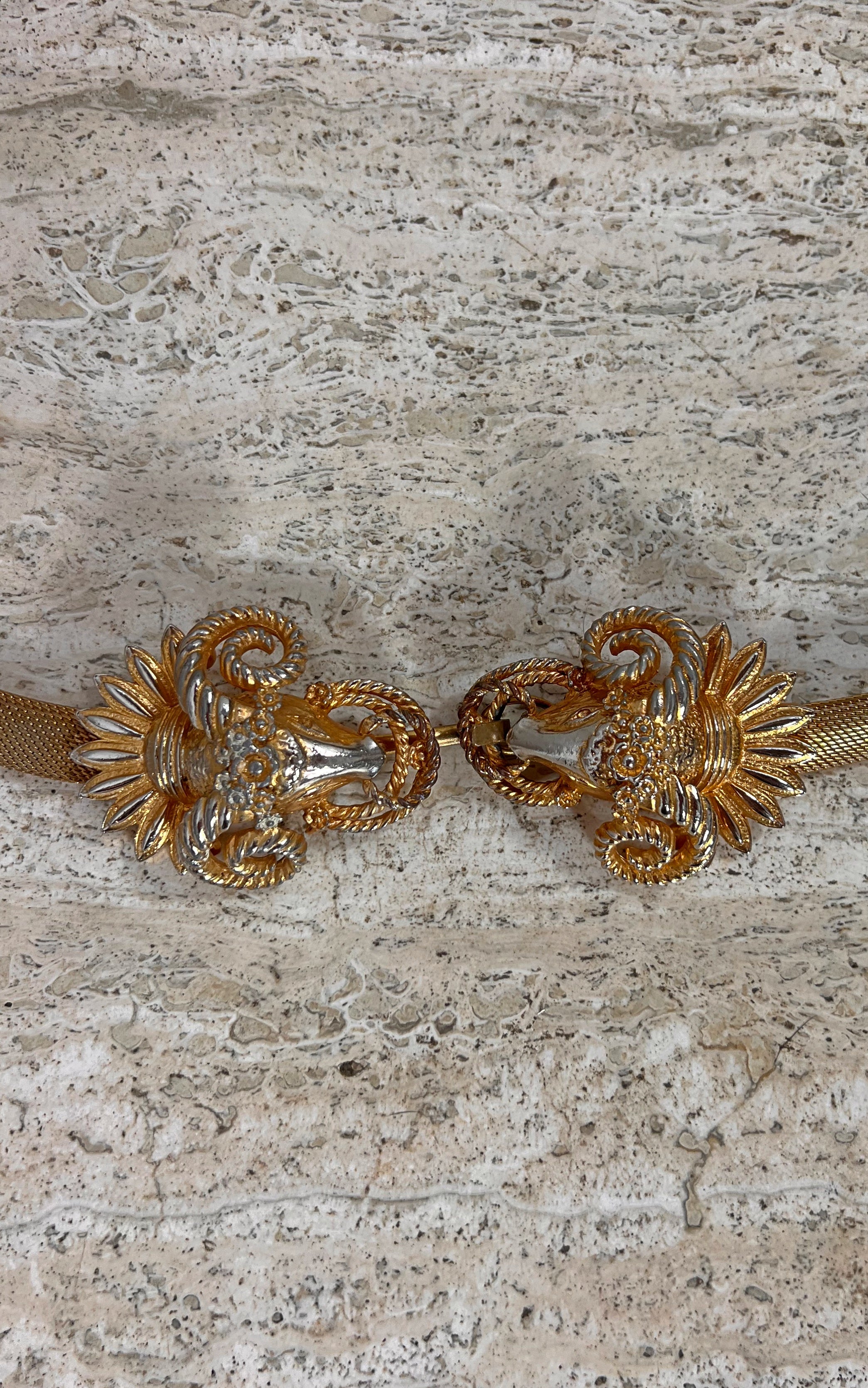 Vintage 60s Ram Heads Metal Mesh Belt