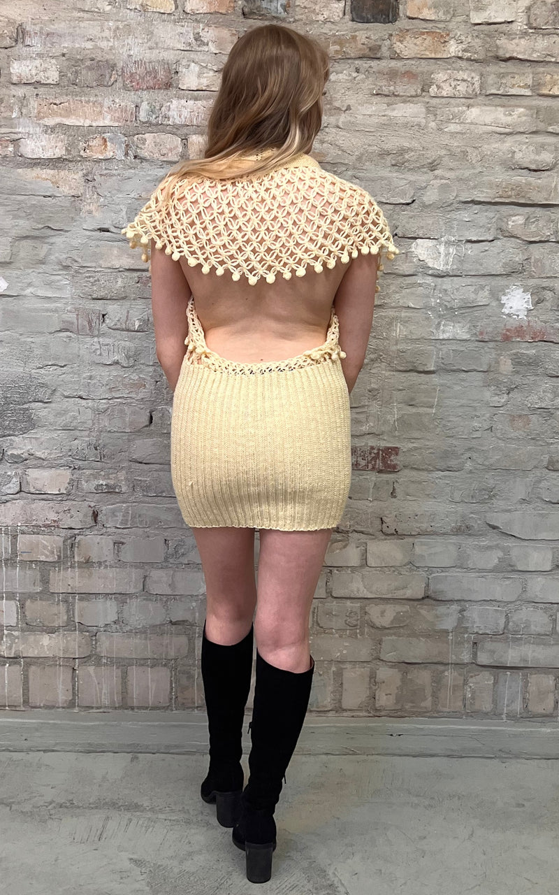 Vintage 70s Crochet Mini Dress