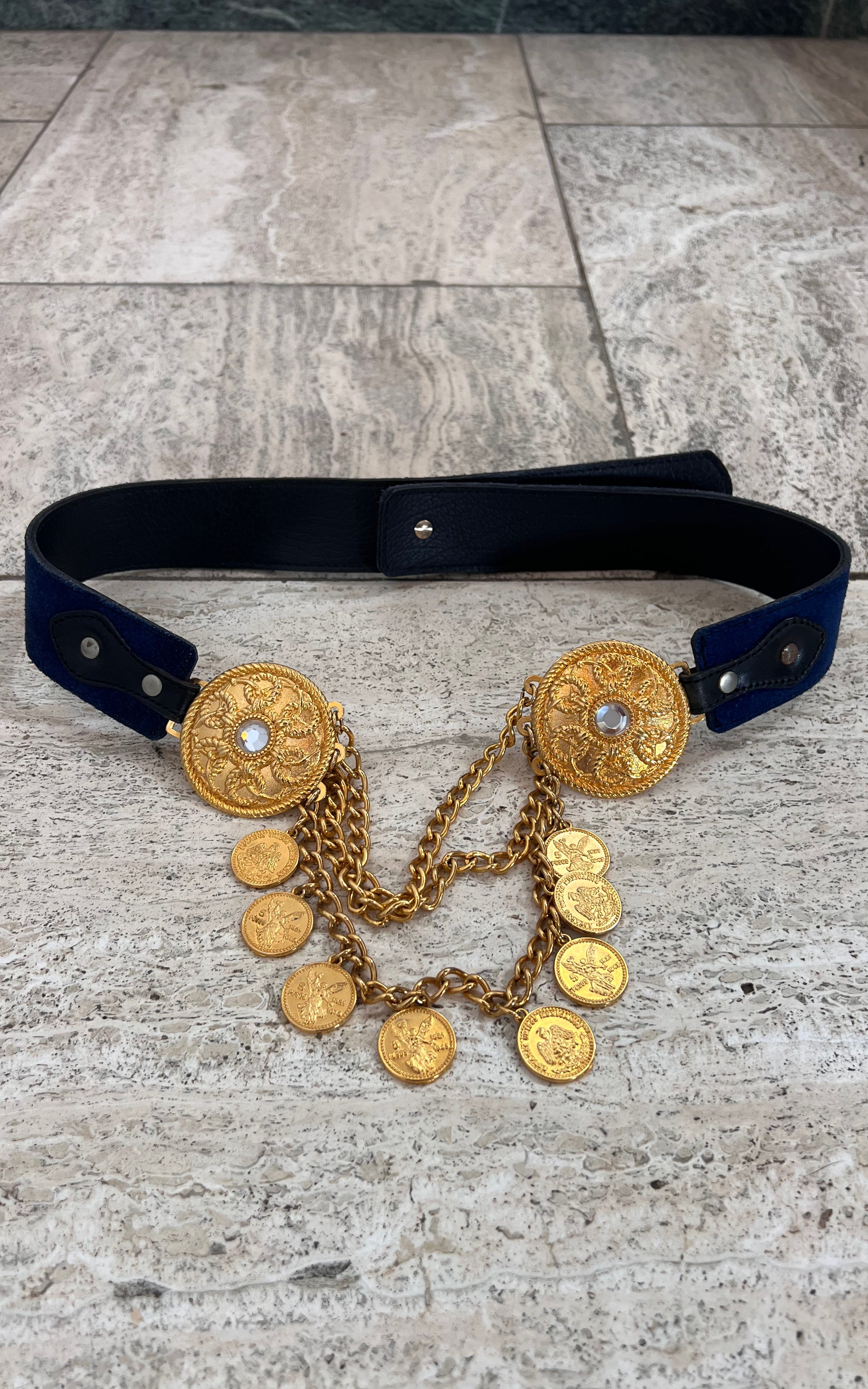Vintage Blue Chain Belt