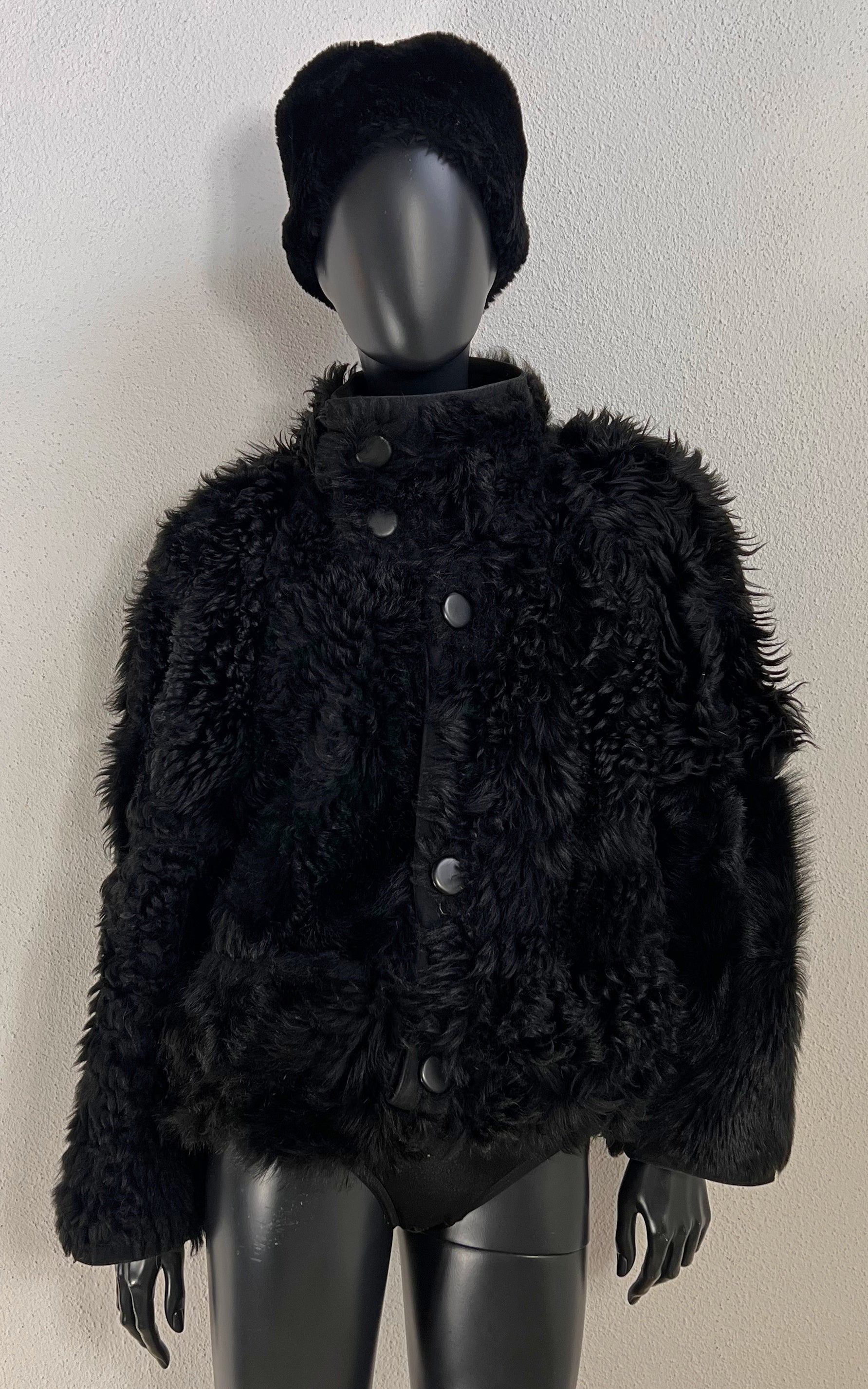 Vintage Cropped Curly Shearling Jacket