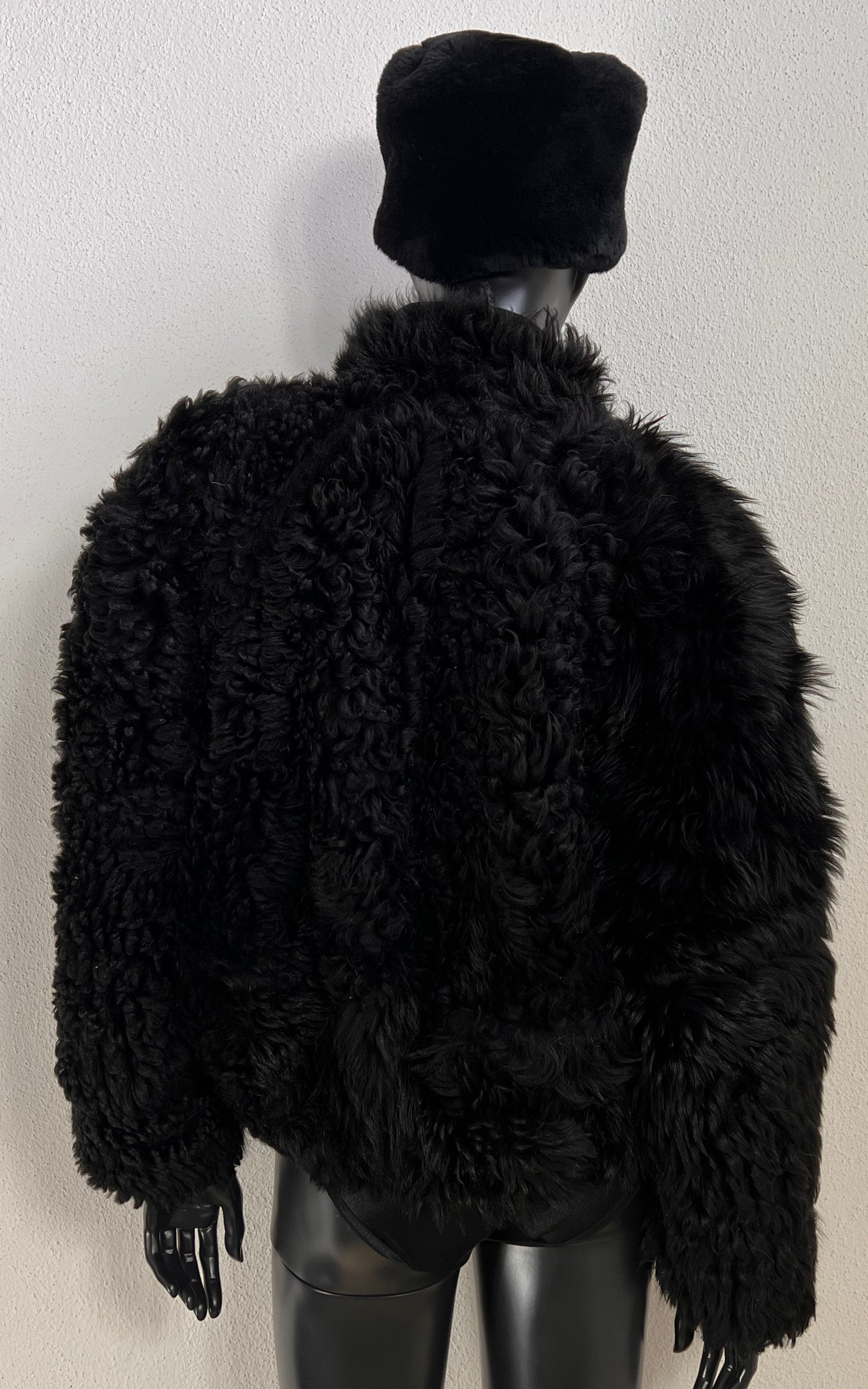 Vintage Cropped Curly Shearling Jacket