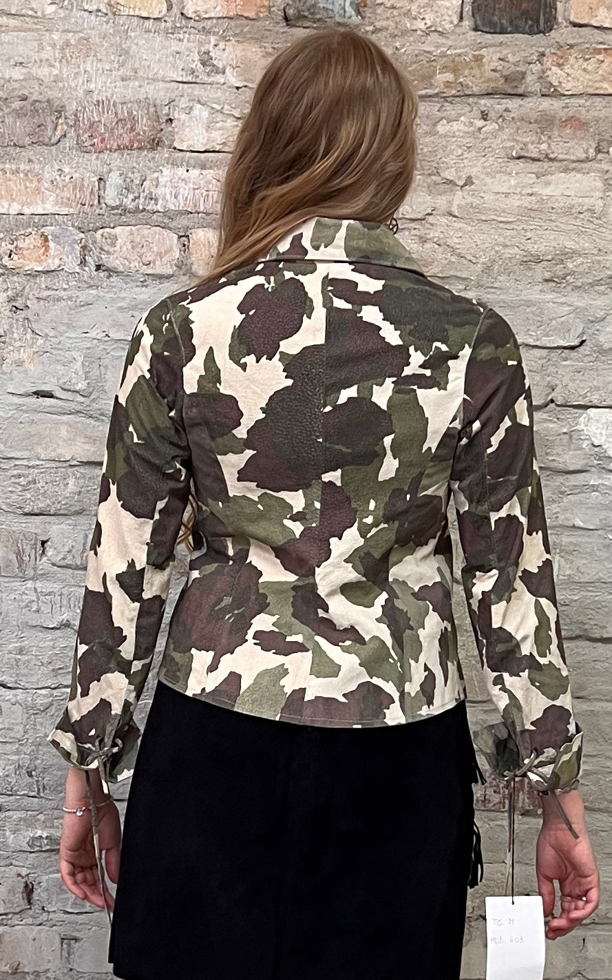 Camicia vintage in pelle scamosciata mimetica