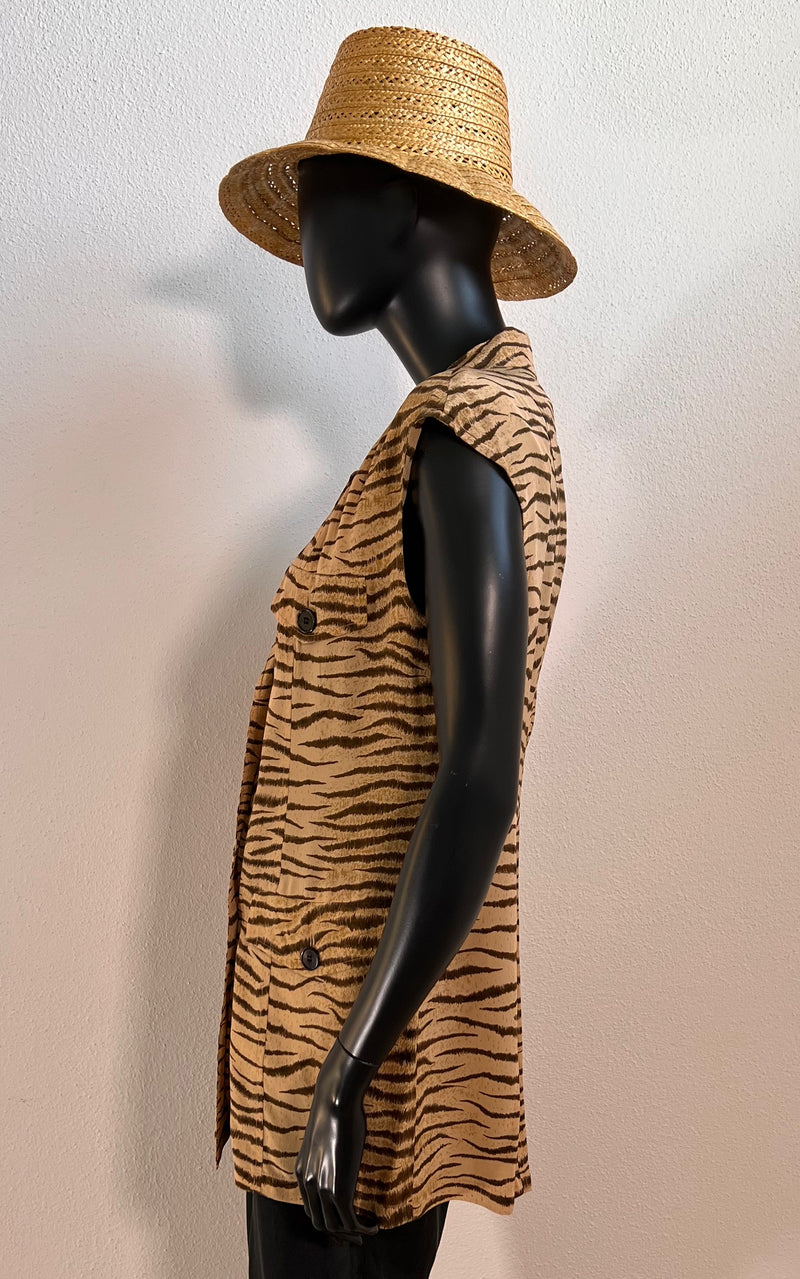 Vintage Silk Tiger Print Blouse