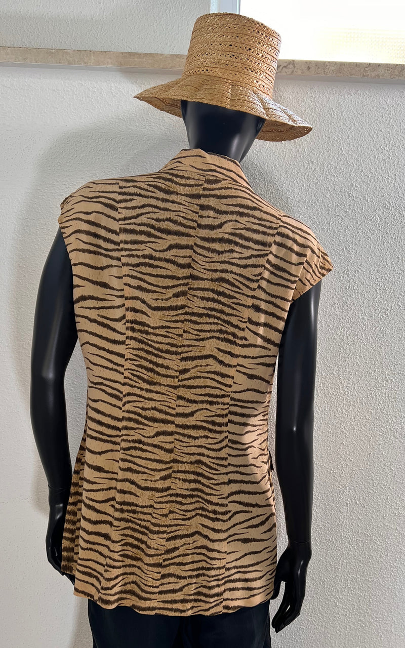 Vintage Silk Tiger Print Blouse