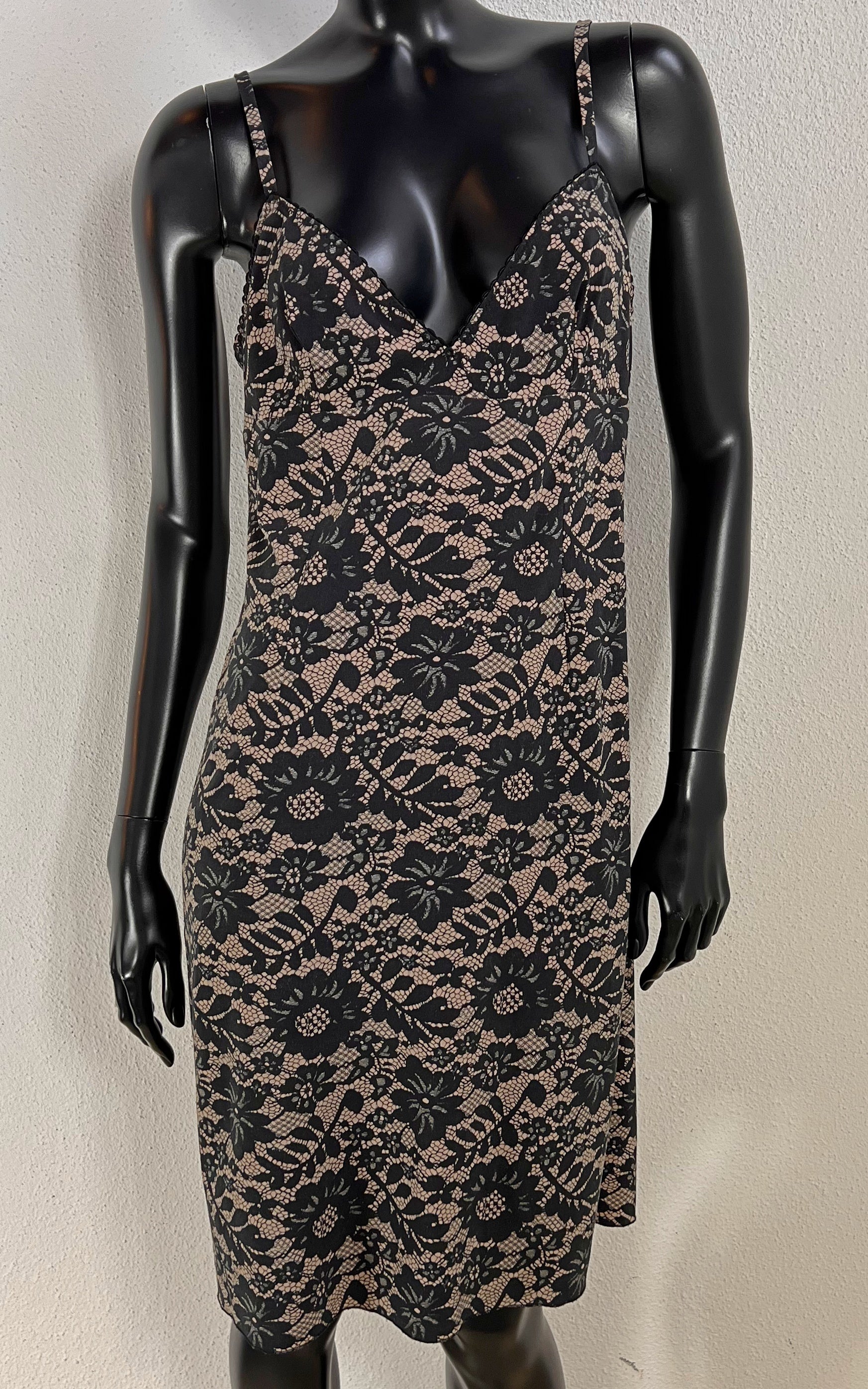 Vintage Lace Print Slip Dress