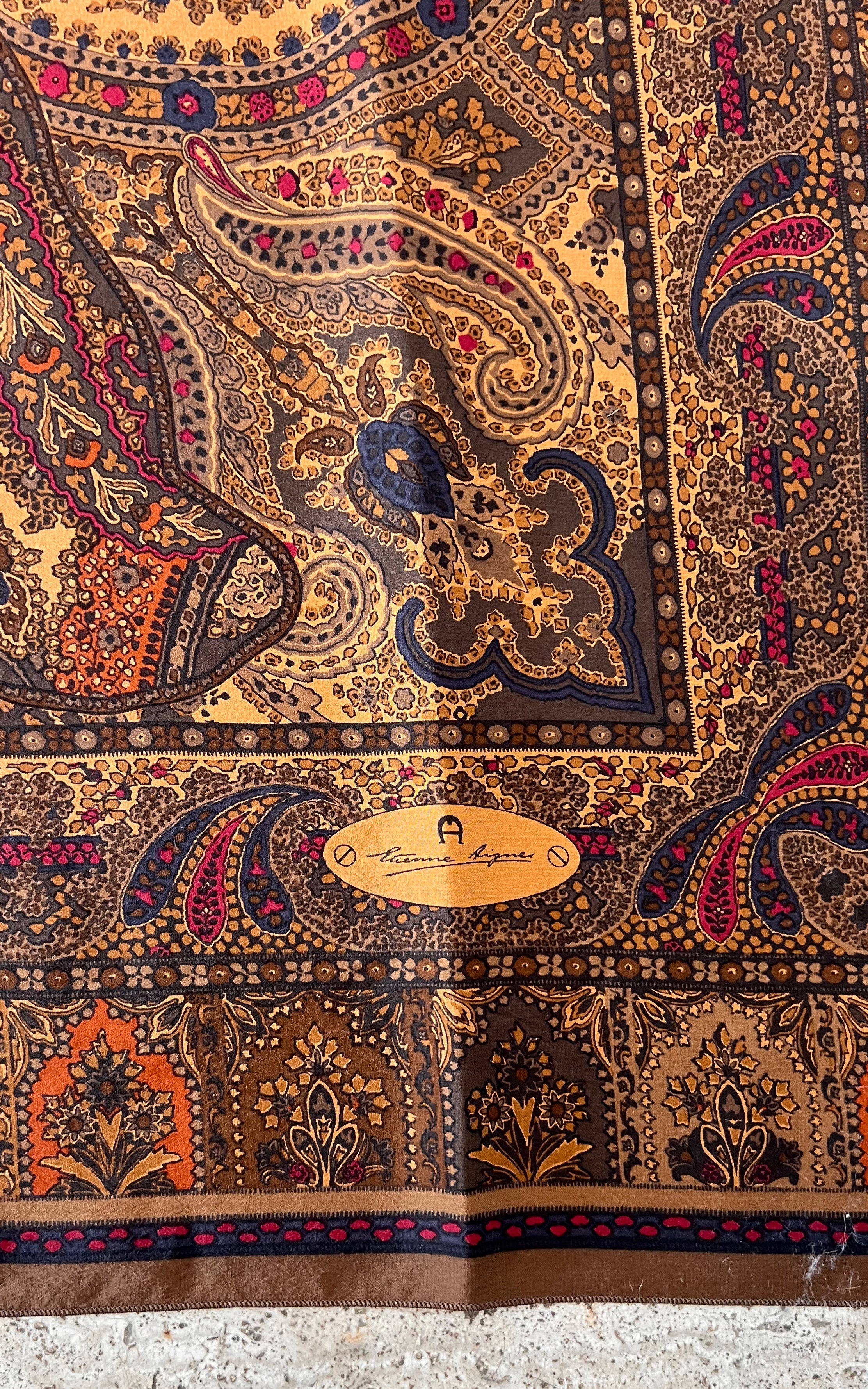 Vintage Etienne Aigner Elephant Silk Foulard