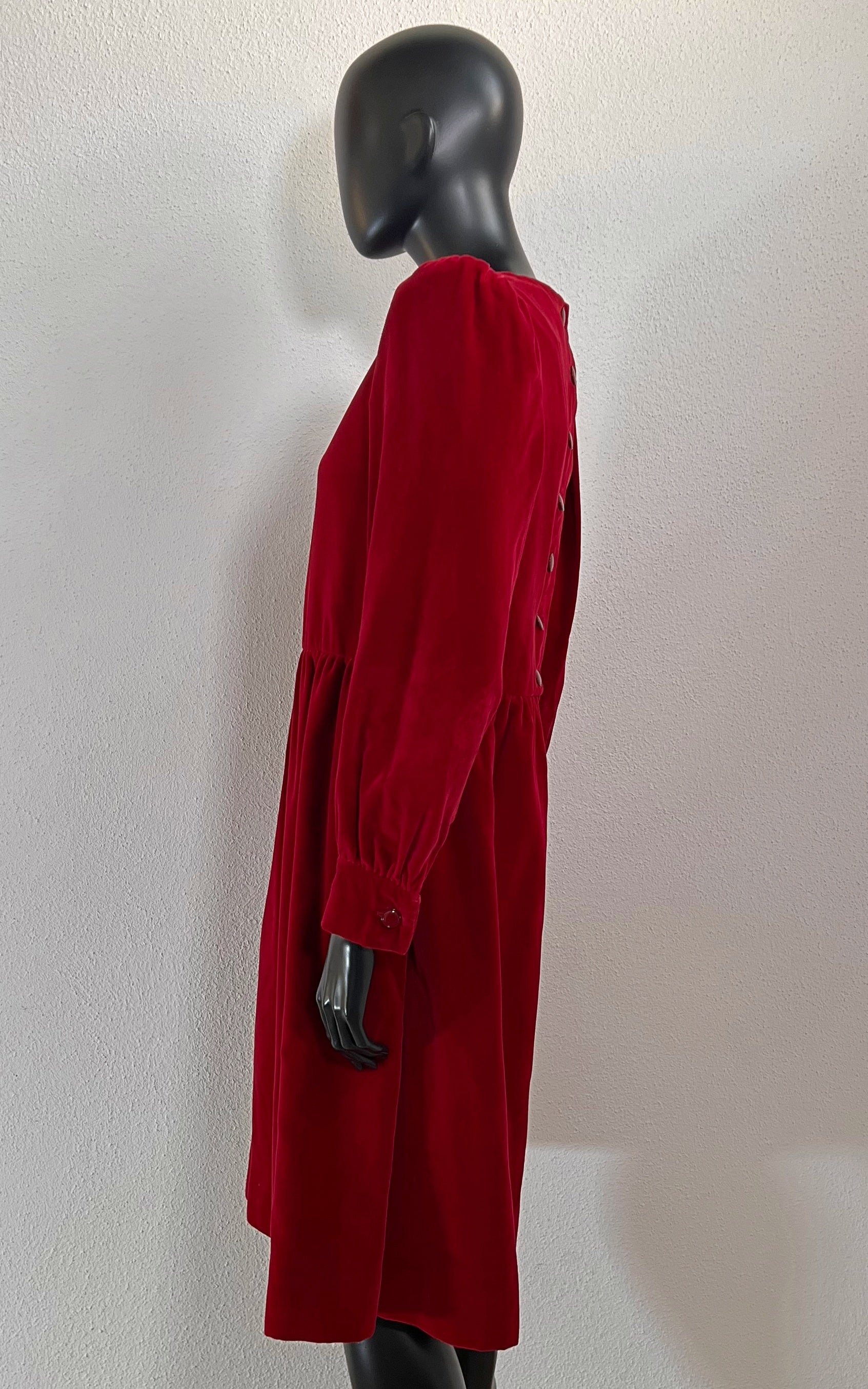 Vintage Yves Saint Laurent Red Velvet Dress