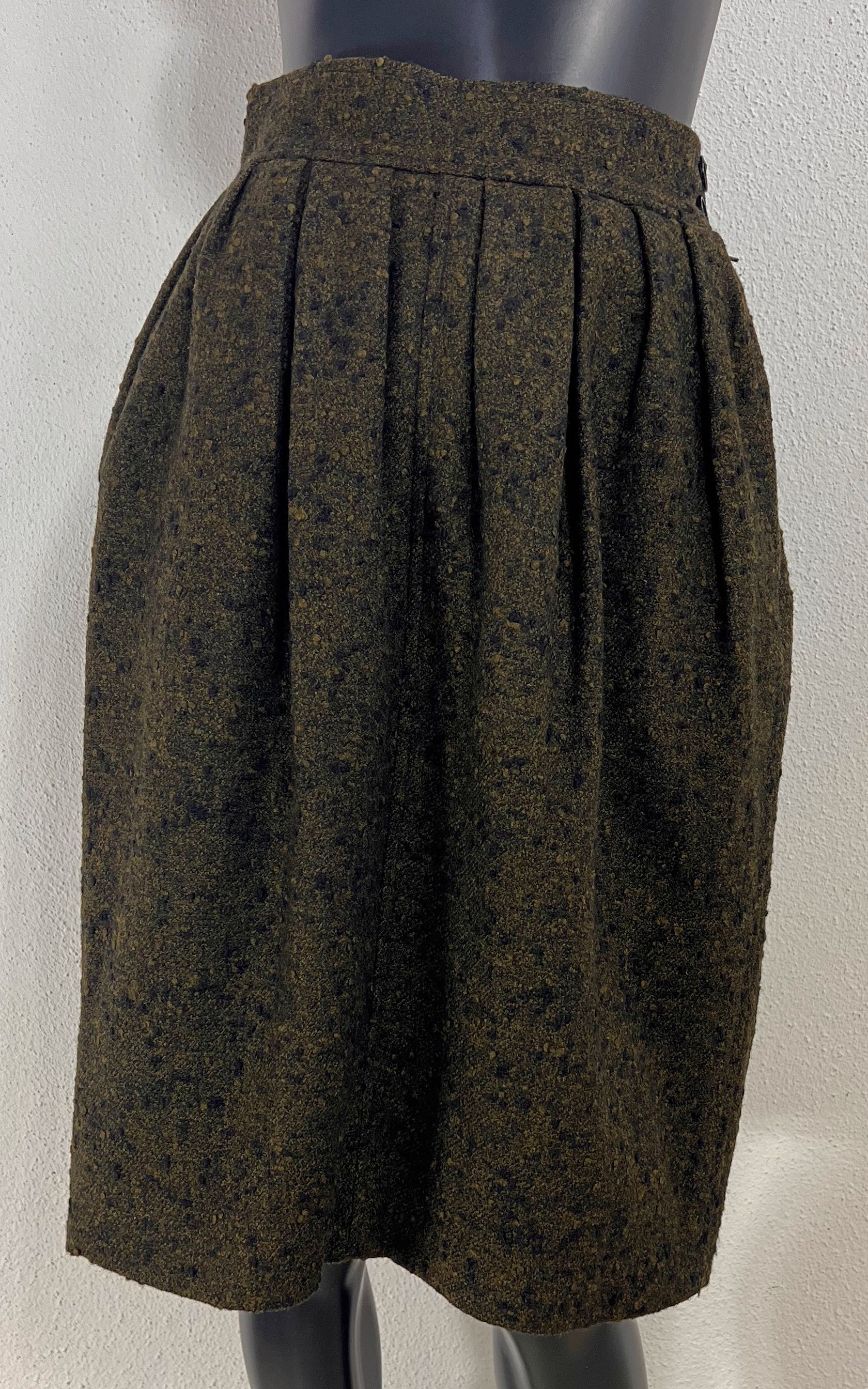 Vintage Deep Olive Yves Saint Laurent Wool Skirt