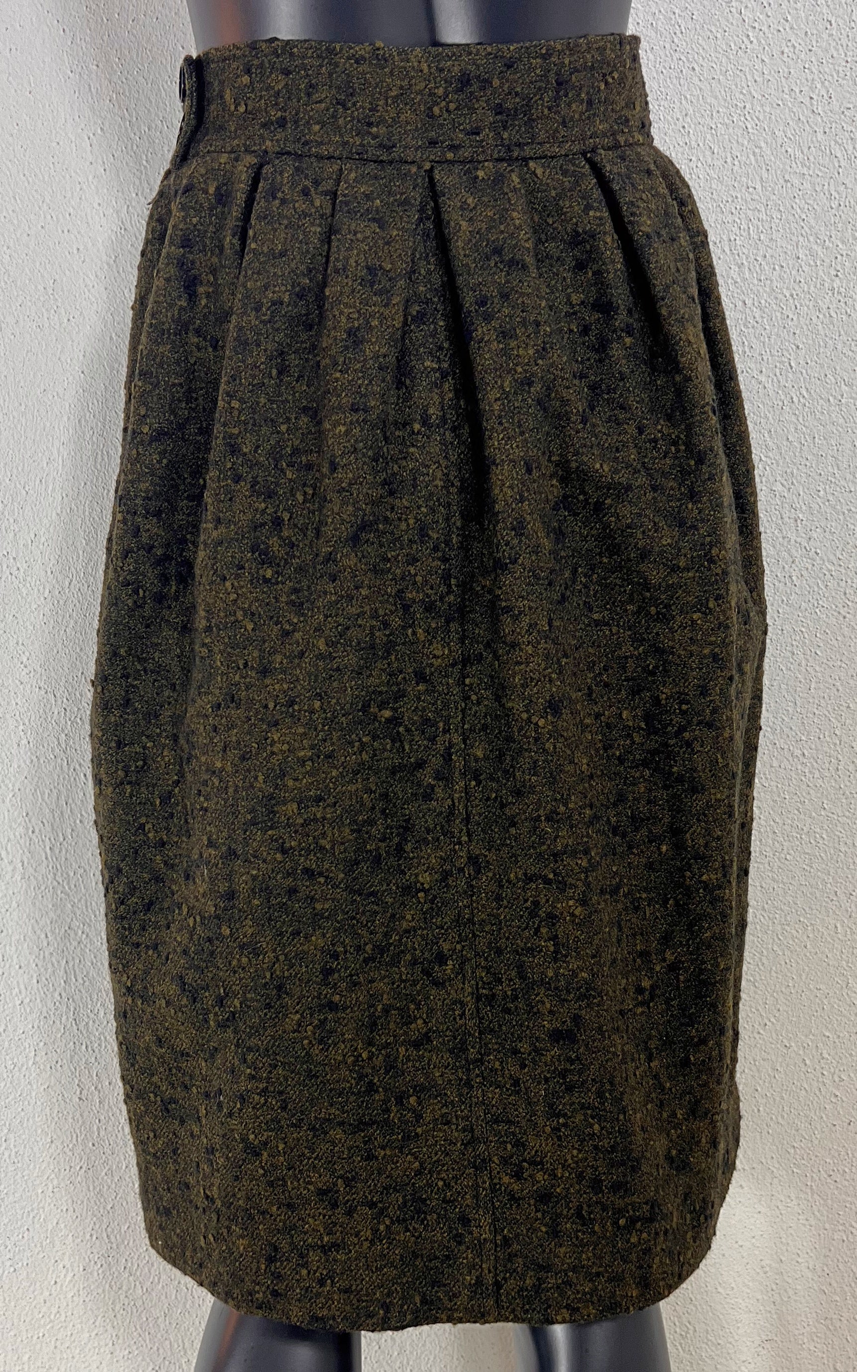 Vintage Deep Olive Yves Saint Laurent Wool Skirt