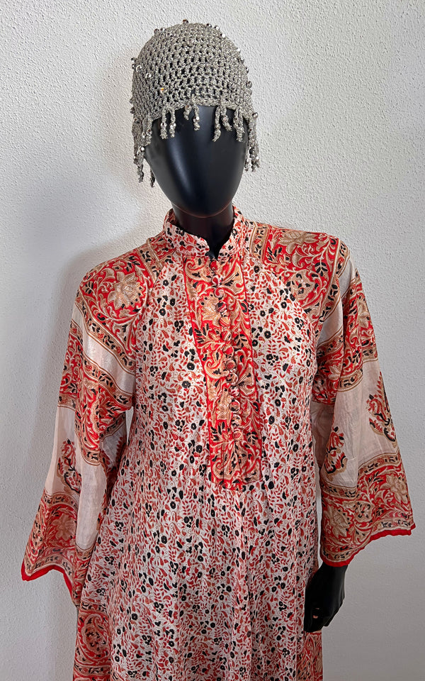 Vintage 70s Silk Caftan Dress