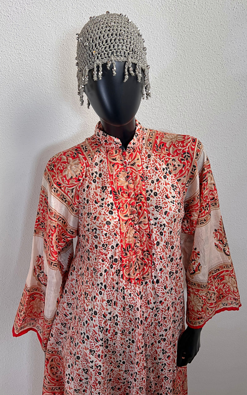 Vintage 70s Silk Caftan Dress