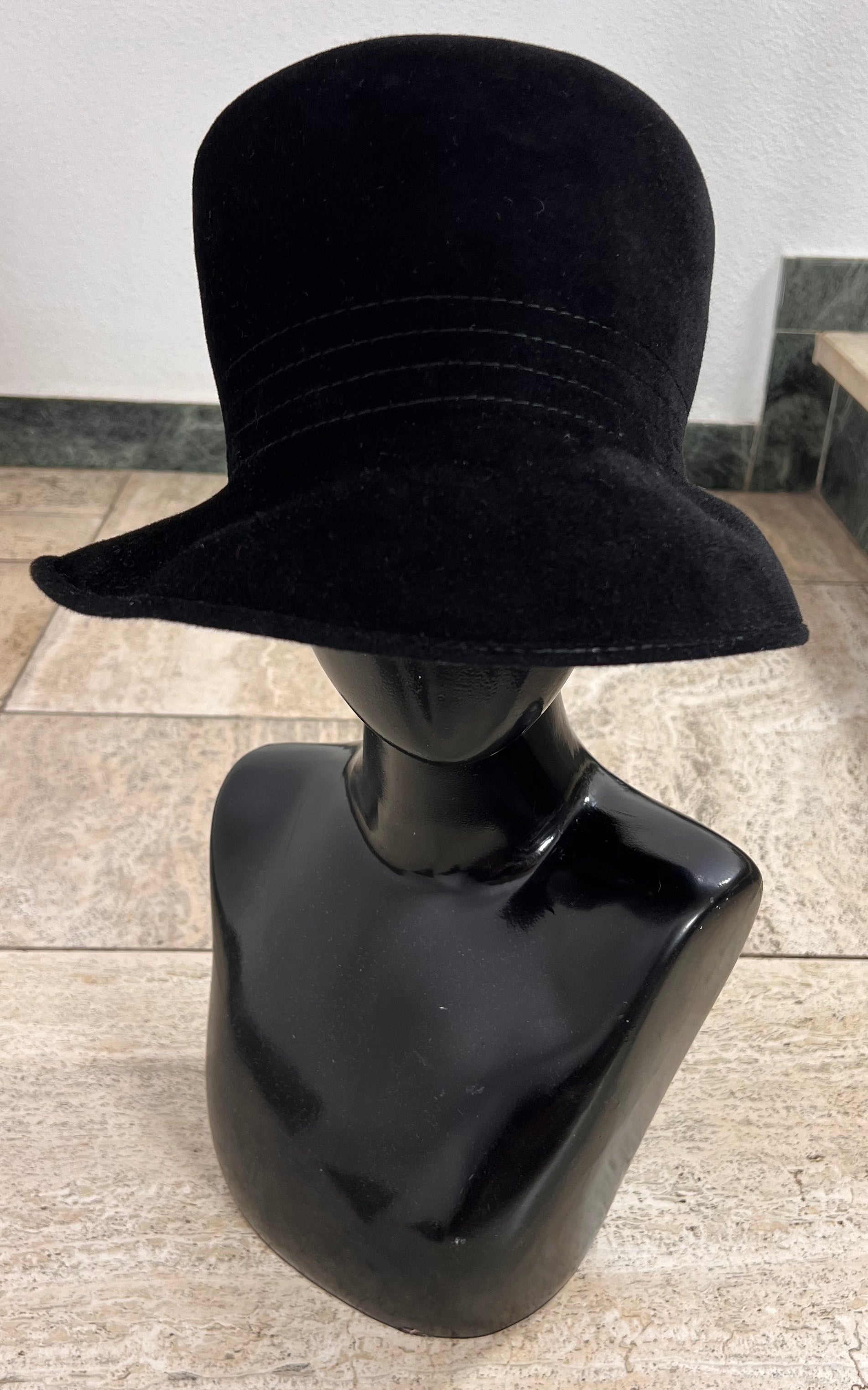 Vintage 70s Black Floppy Hat
