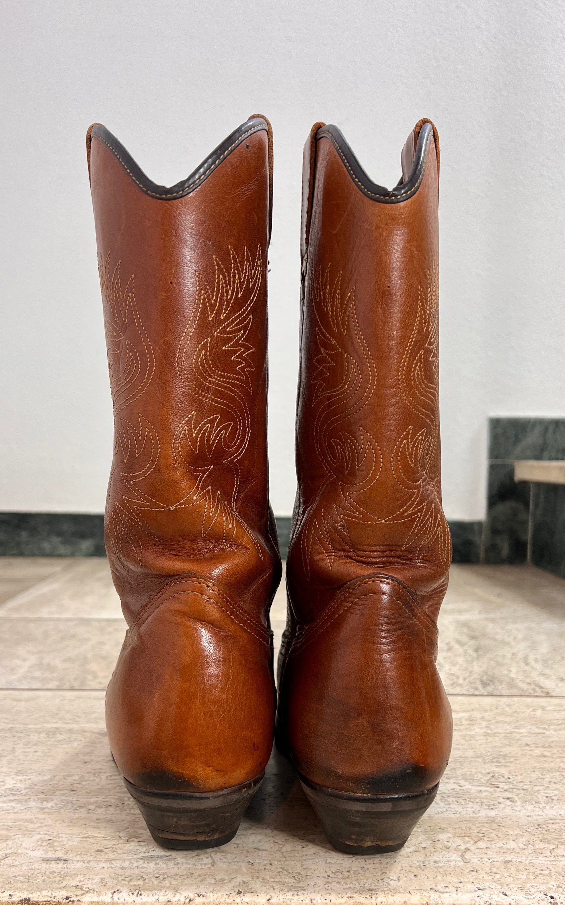 Vintage Brown Leather Cowboy Boots 42
