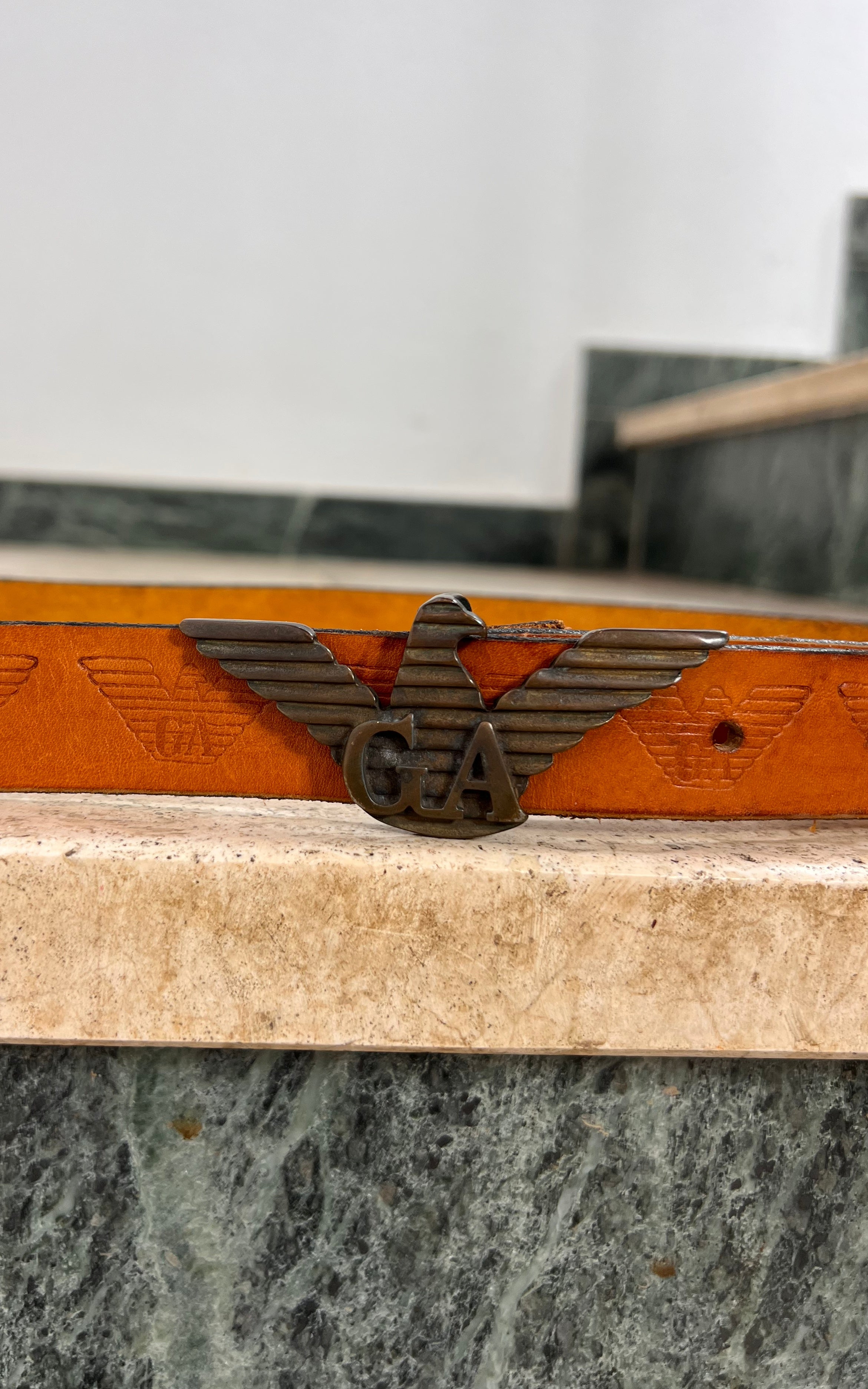 Early Vintage Giorgio Armani Logo Leather Belt
