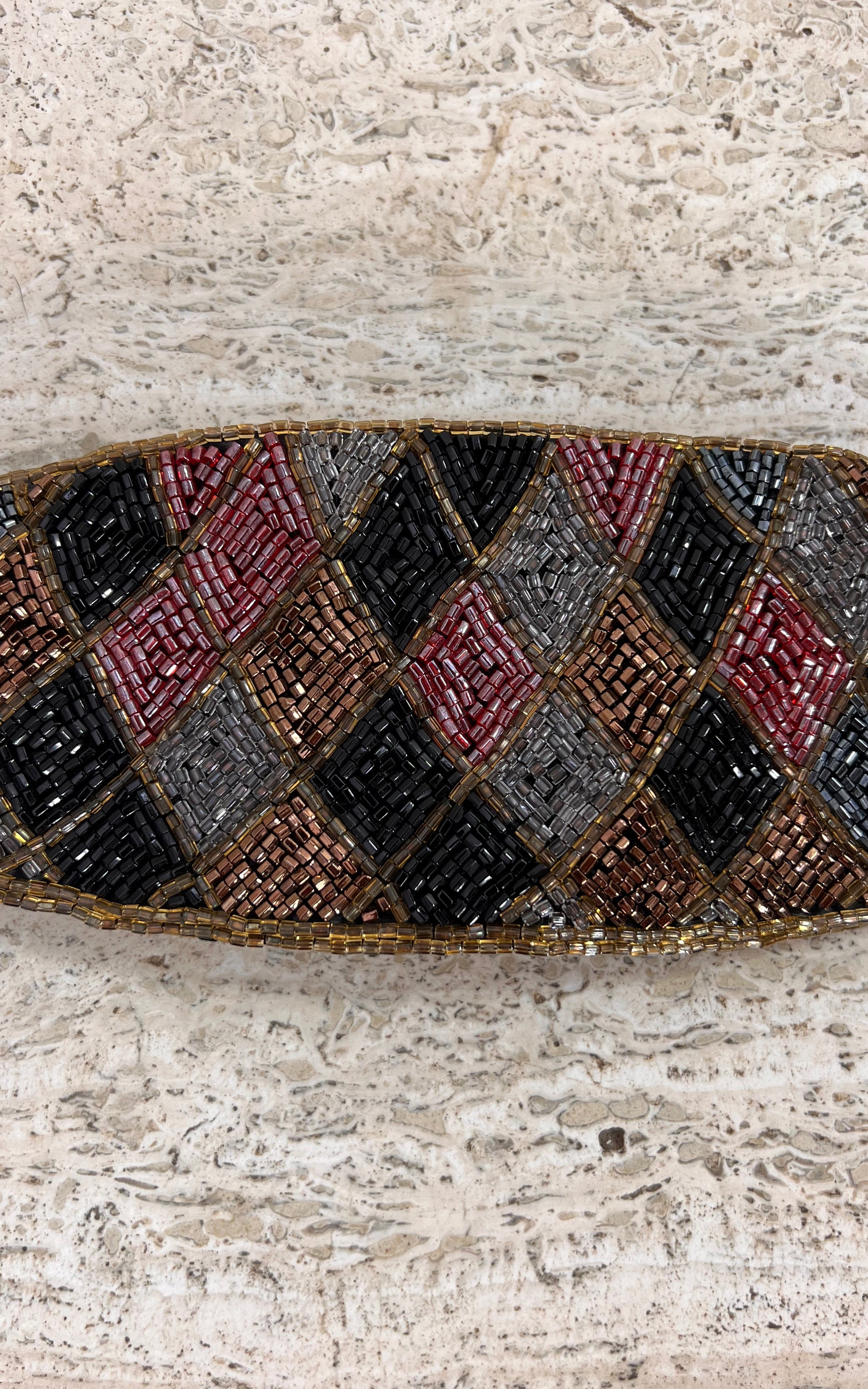 Vintage Hand-Beaded Wide Waist Belt