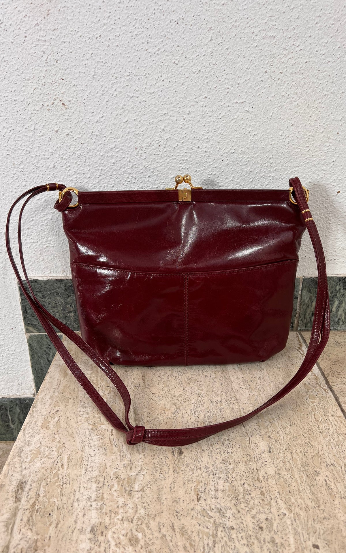 Vintage Sonia Burgundy Kiss-Lock Shoulder Bag – Made in Italy
