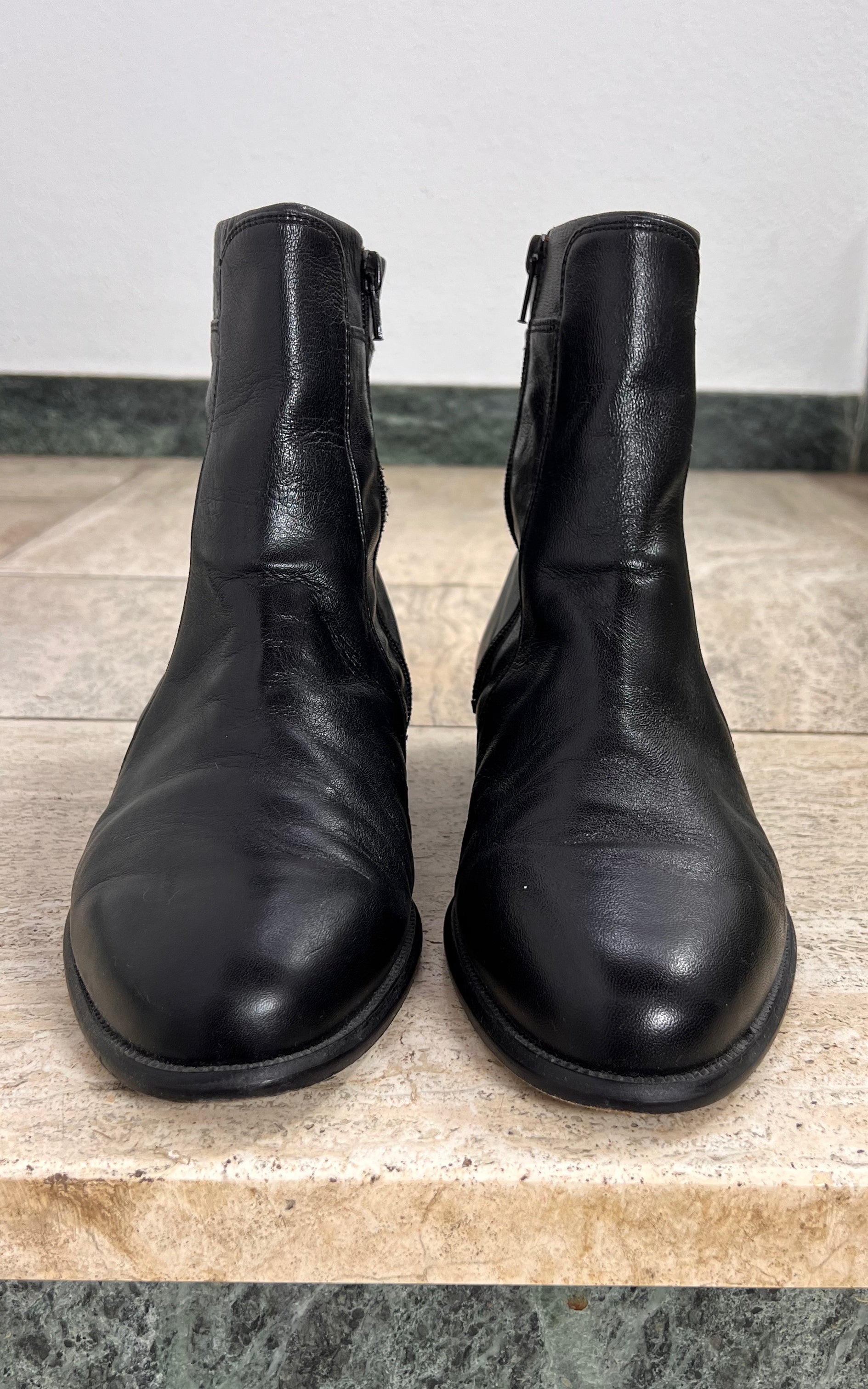 Vintage Classic MENS Minimal Black Leather Ankle Boot 43