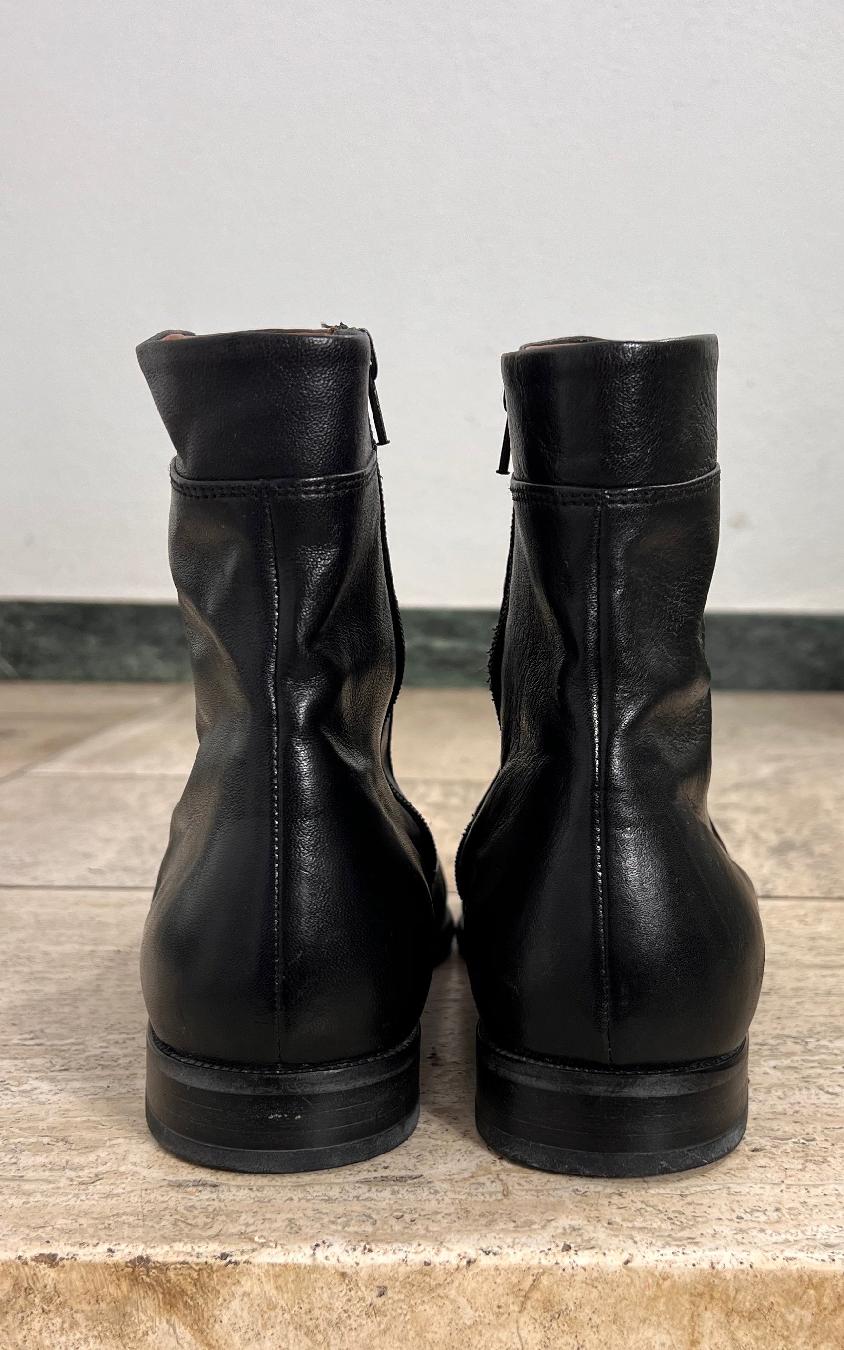 Vintage Classic MENS Minimal Black Leather Ankle Boot 43