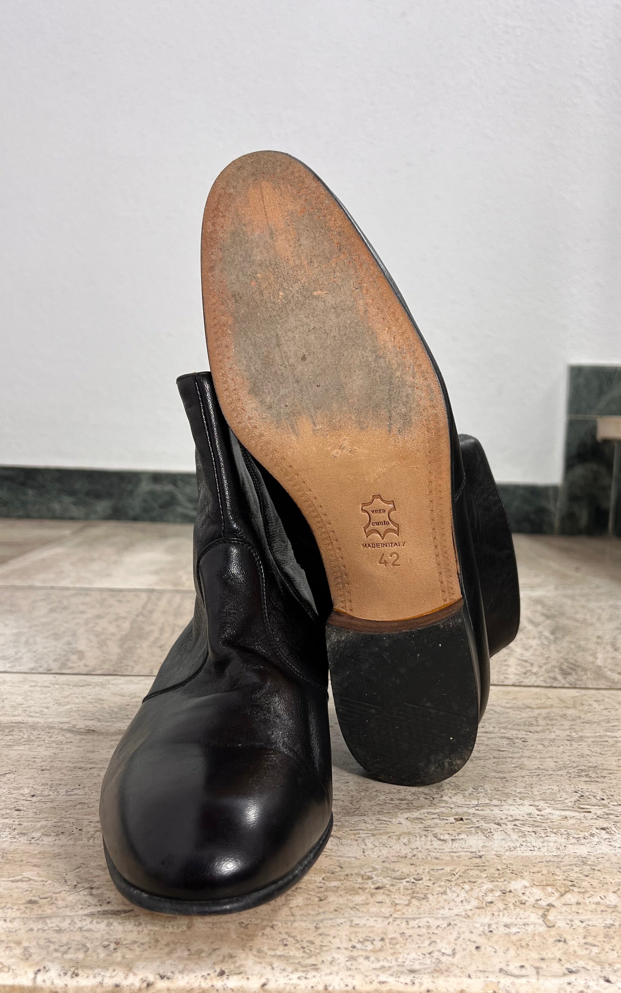 Vintage Classic MENS Minimal Black Leather Ankle Boot 42