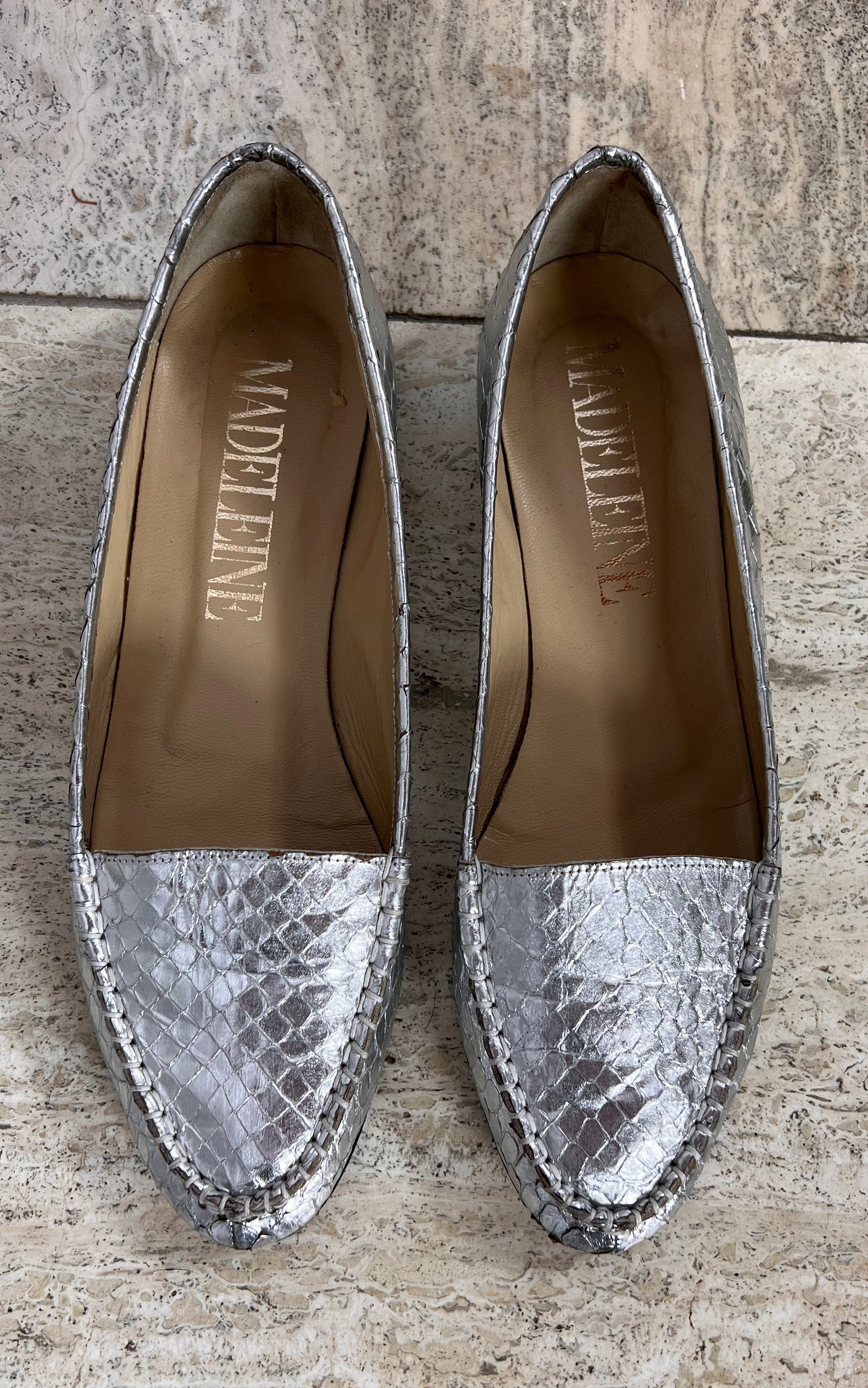 Vintage Madeleine Silver Python Loafer 38